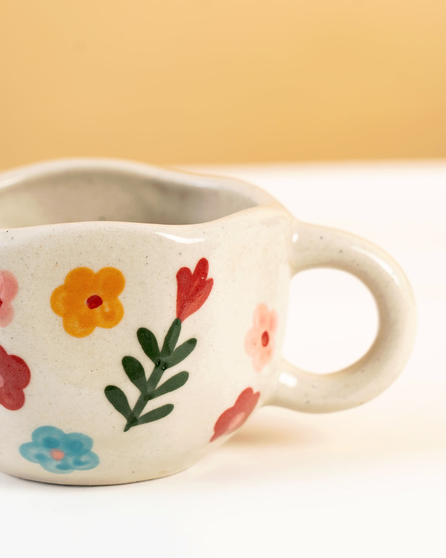 Hand-Painted Floral Ceramic Tea Cups Set of 2 - RVMUG15