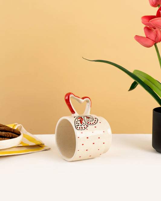 Butterfly Heart Handle Ceramic Cup - RVMUG19