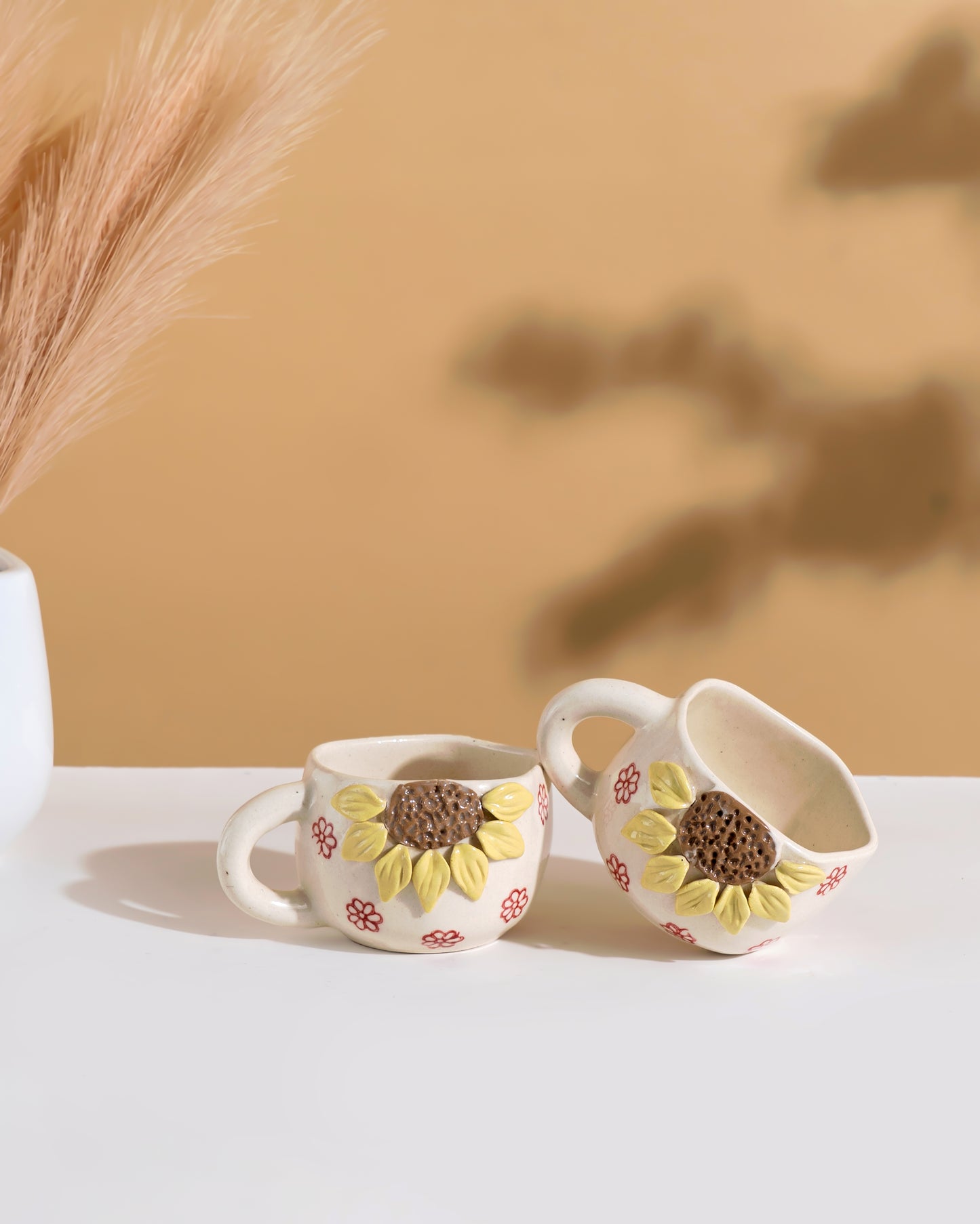 Handcrafted Sunflower Ceramic Cup Set of 5 - RUVCUP15