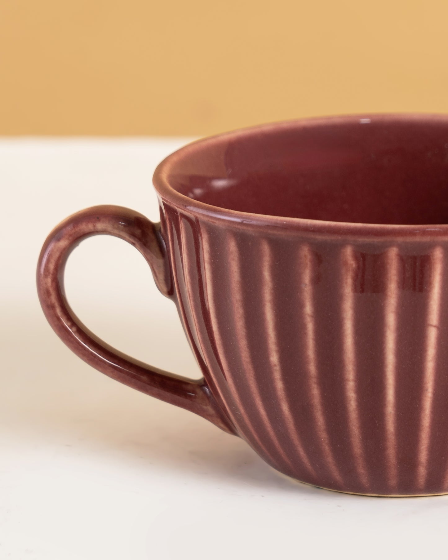 Ribbed Ceramic Coffee Mug – Warm Blush - RVMUG16