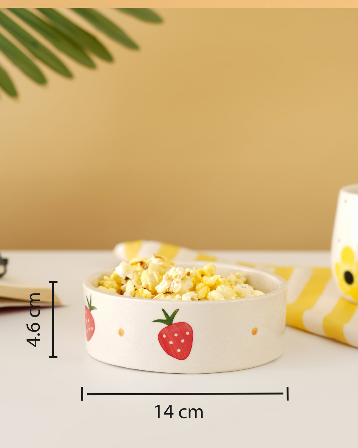 Strawberry Print Ceramic Bowl – Cute Dessert & Snack Serving Bowl - RVBWL01