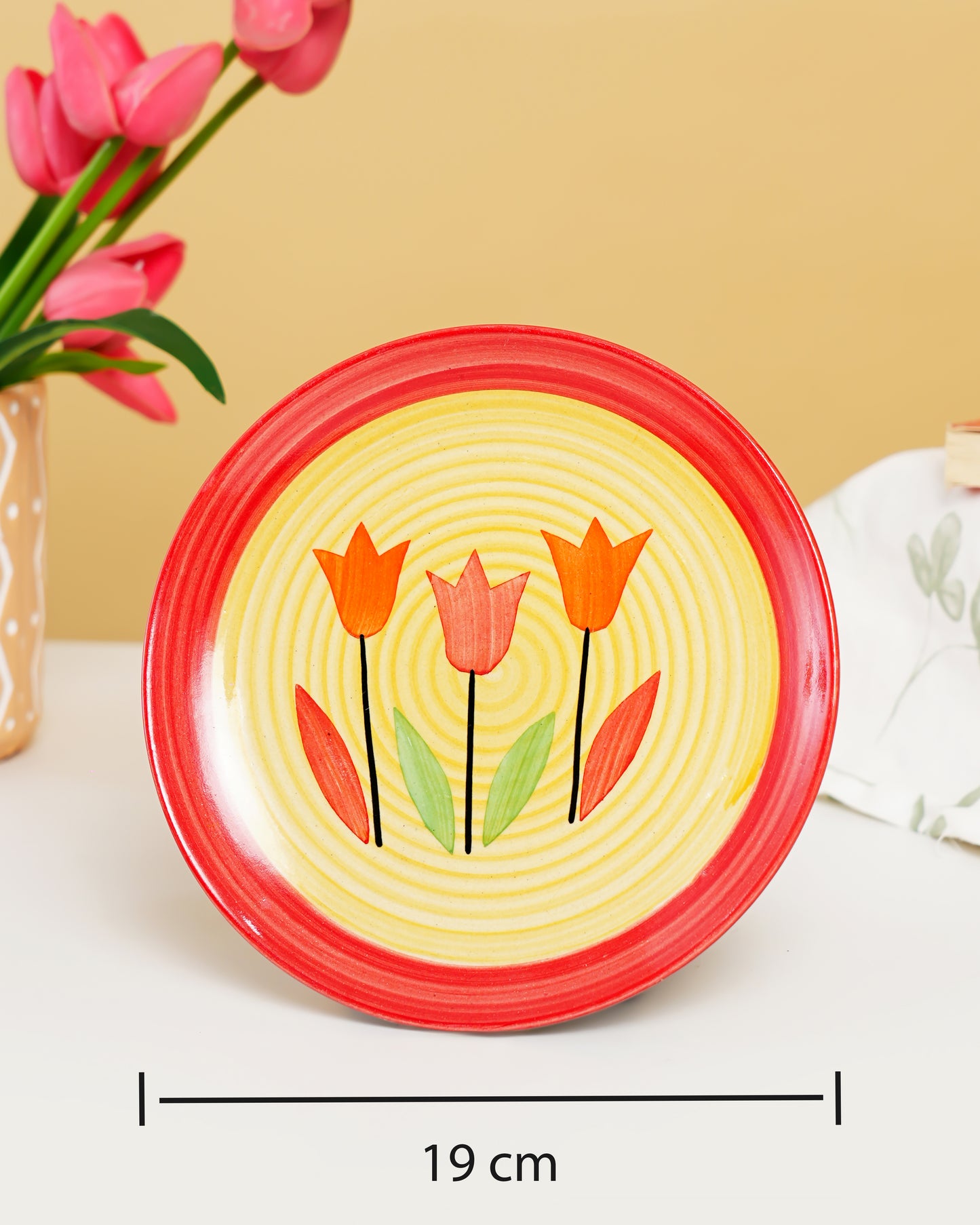 Scarlet Tulip Handcrafted Ceramic Plate - RVPLT31
