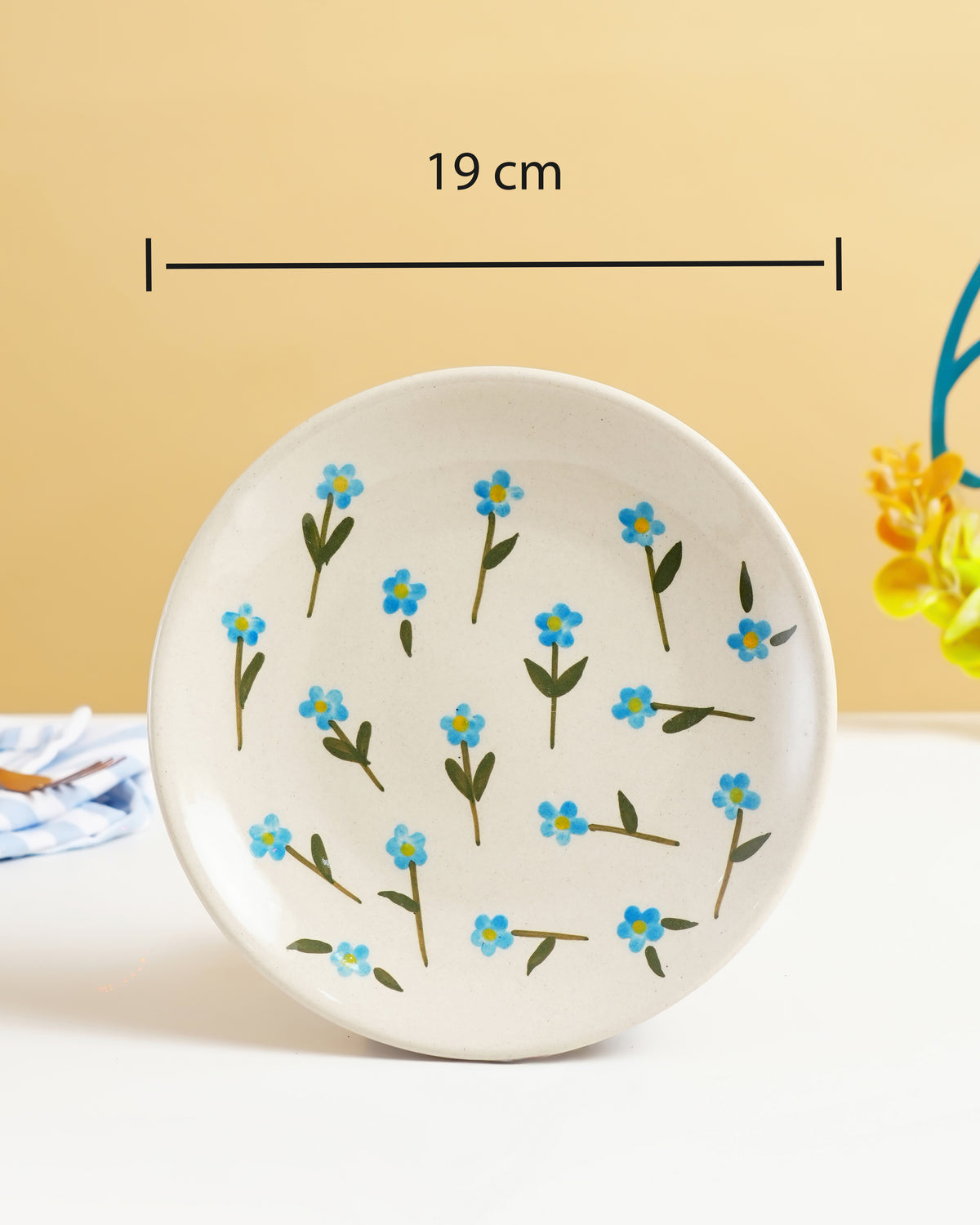 Blue Meadow Handcrafted Ceramic Plate - RVPLT35