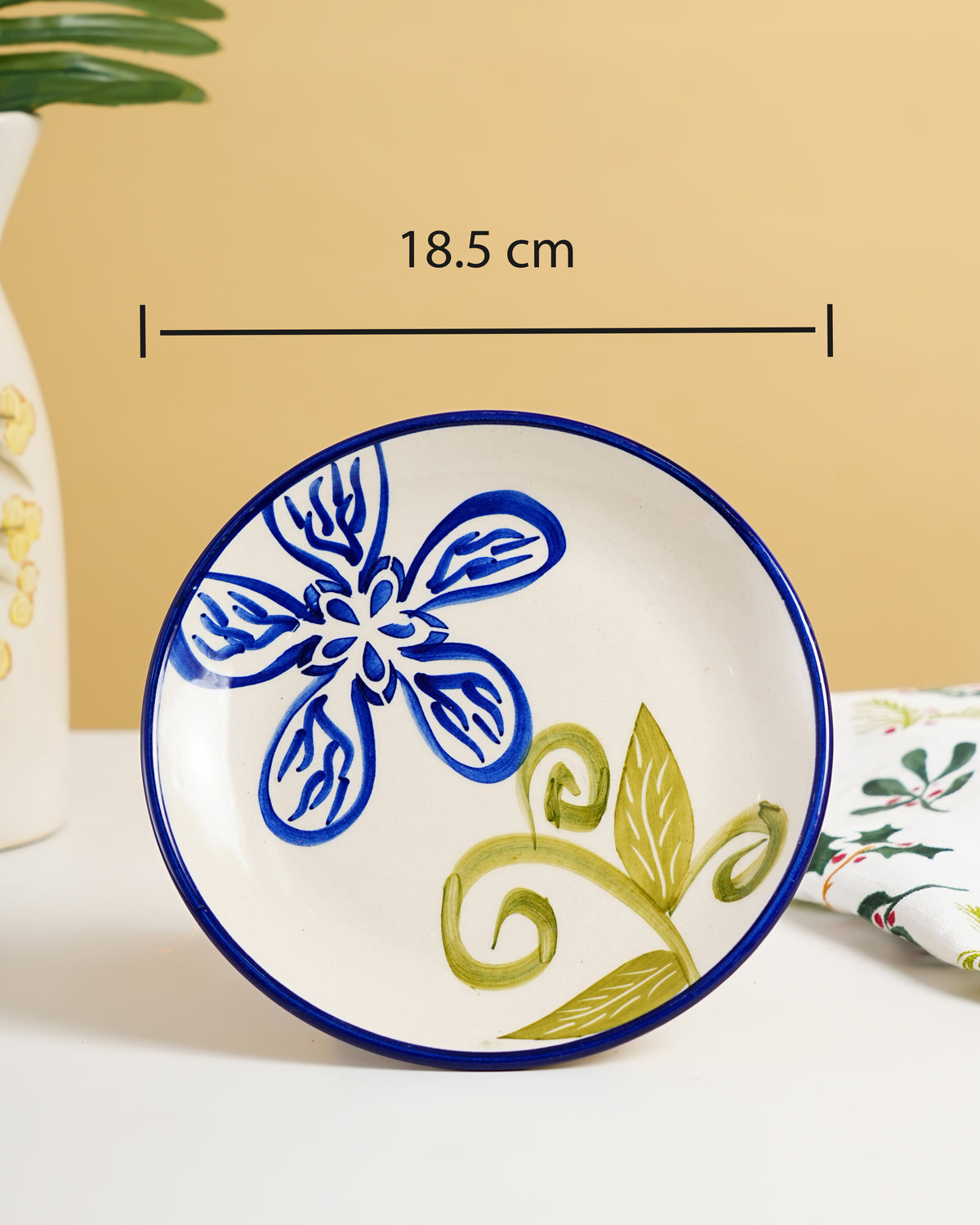 Hand-Painted Ceramic Floral Plate - RVPLT40