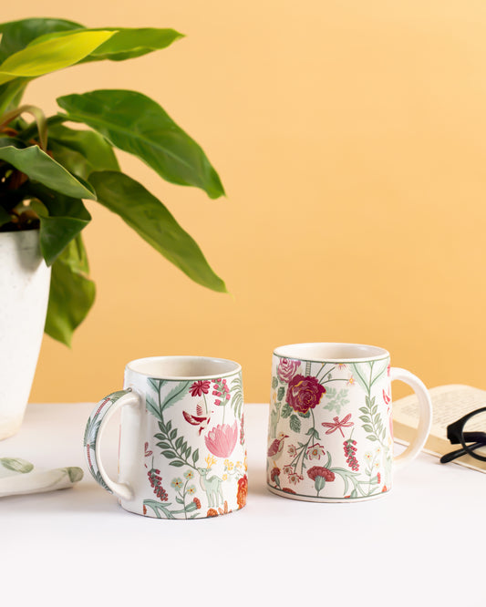 Floral Garden Ceramic Mug Set of 2 - RVMUG30