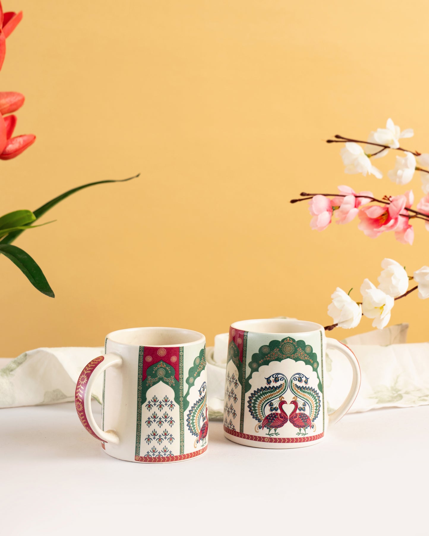 Green and Pink Royal Mug set of 2 - RVMUG33