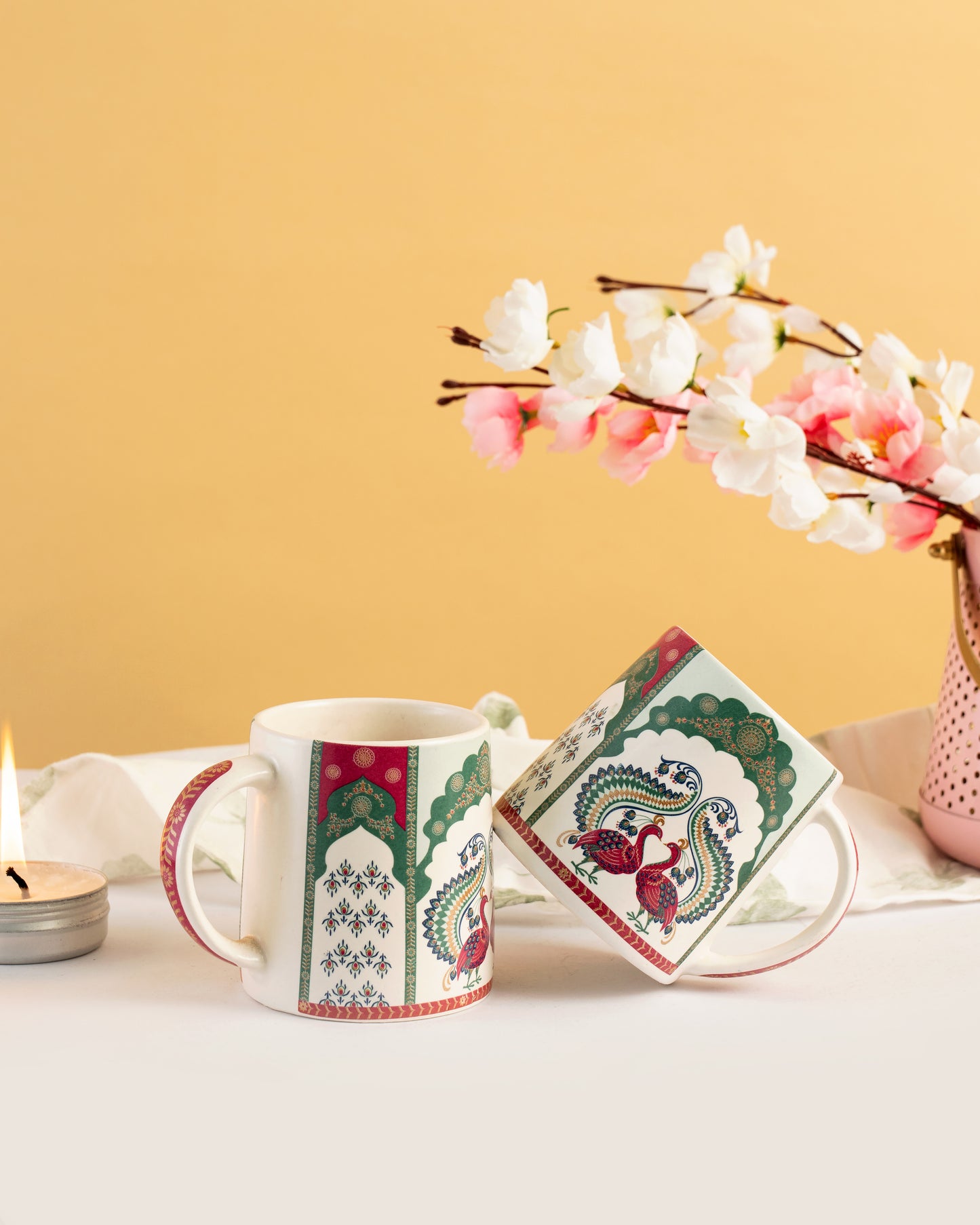 Green and Pink Royal Mug set of 2 - RVMUG33