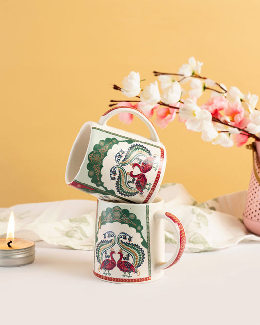 Green and Pink Royal Mug set of 2 - RVMUG33