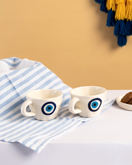 Evil Eye Hand-Painted Ceramic Mug Set of 2 - RVMUG9
