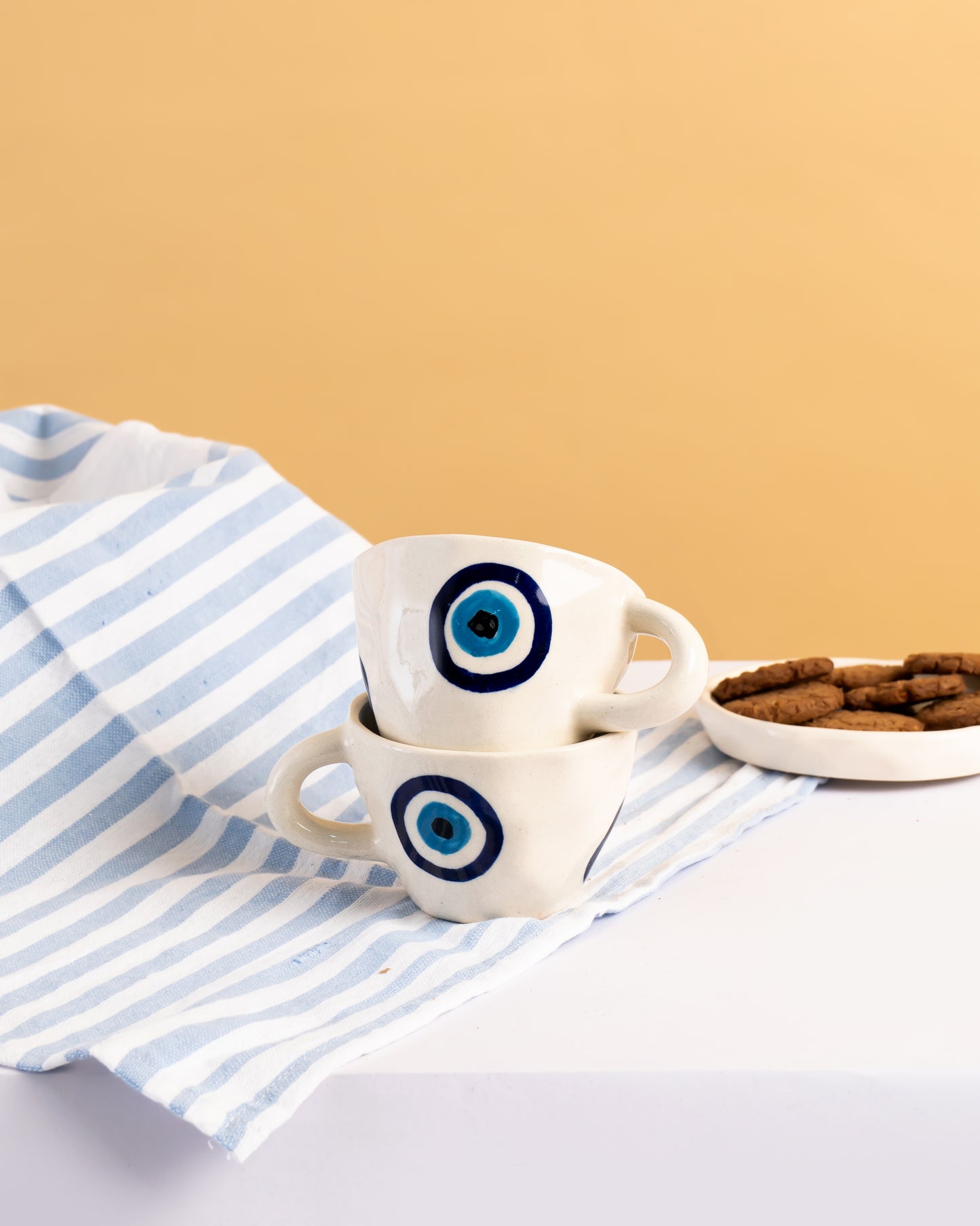 Evil Eye Hand-Painted Ceramic Mug Set of 2 - RVMUG9