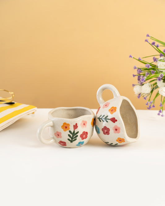 Hand-Painted Floral Ceramic Tea Cups Set of 2 - RVMUG15