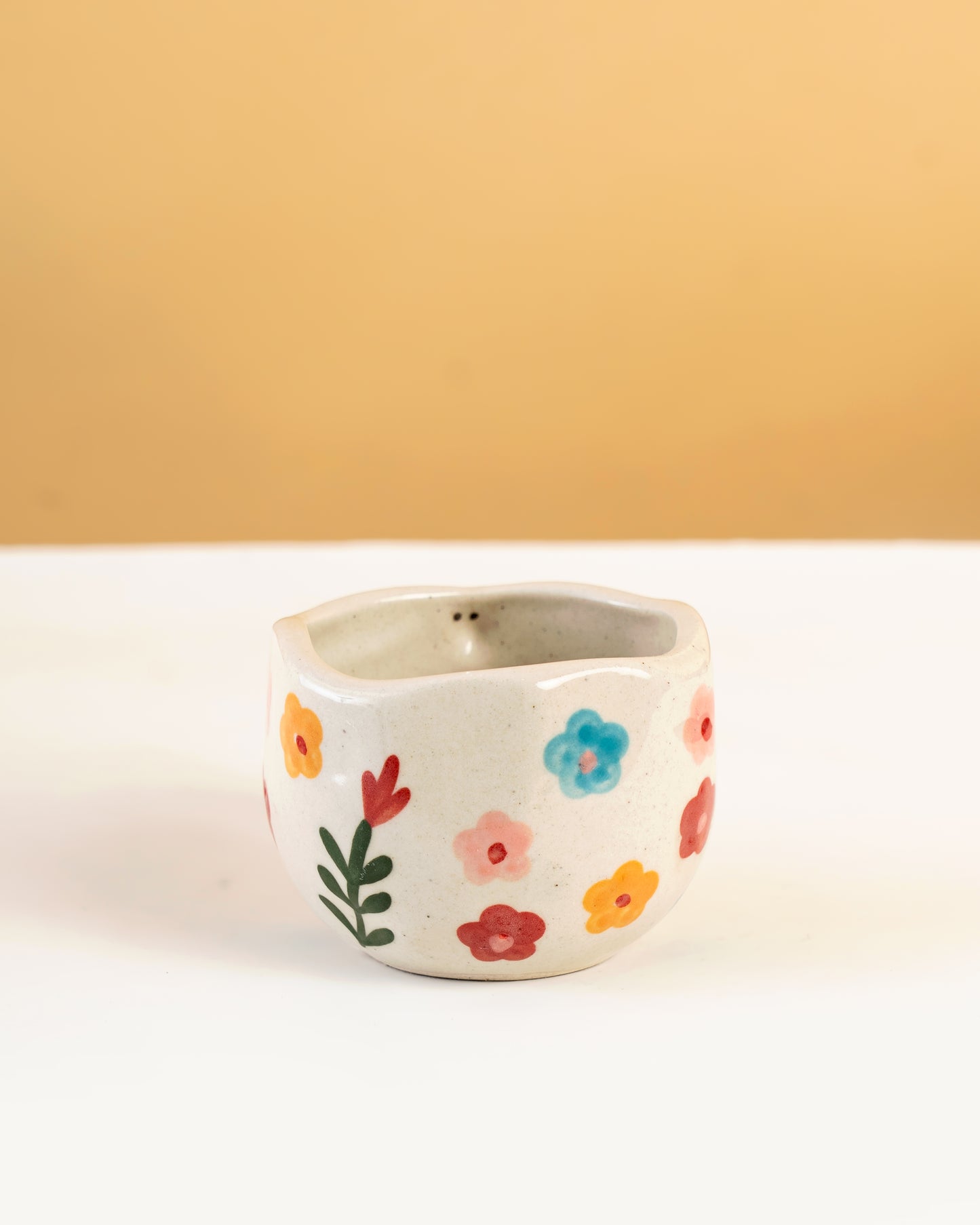 Hand-Painted Floral Ceramic Tea Cups Set of 2 - RVMUG15