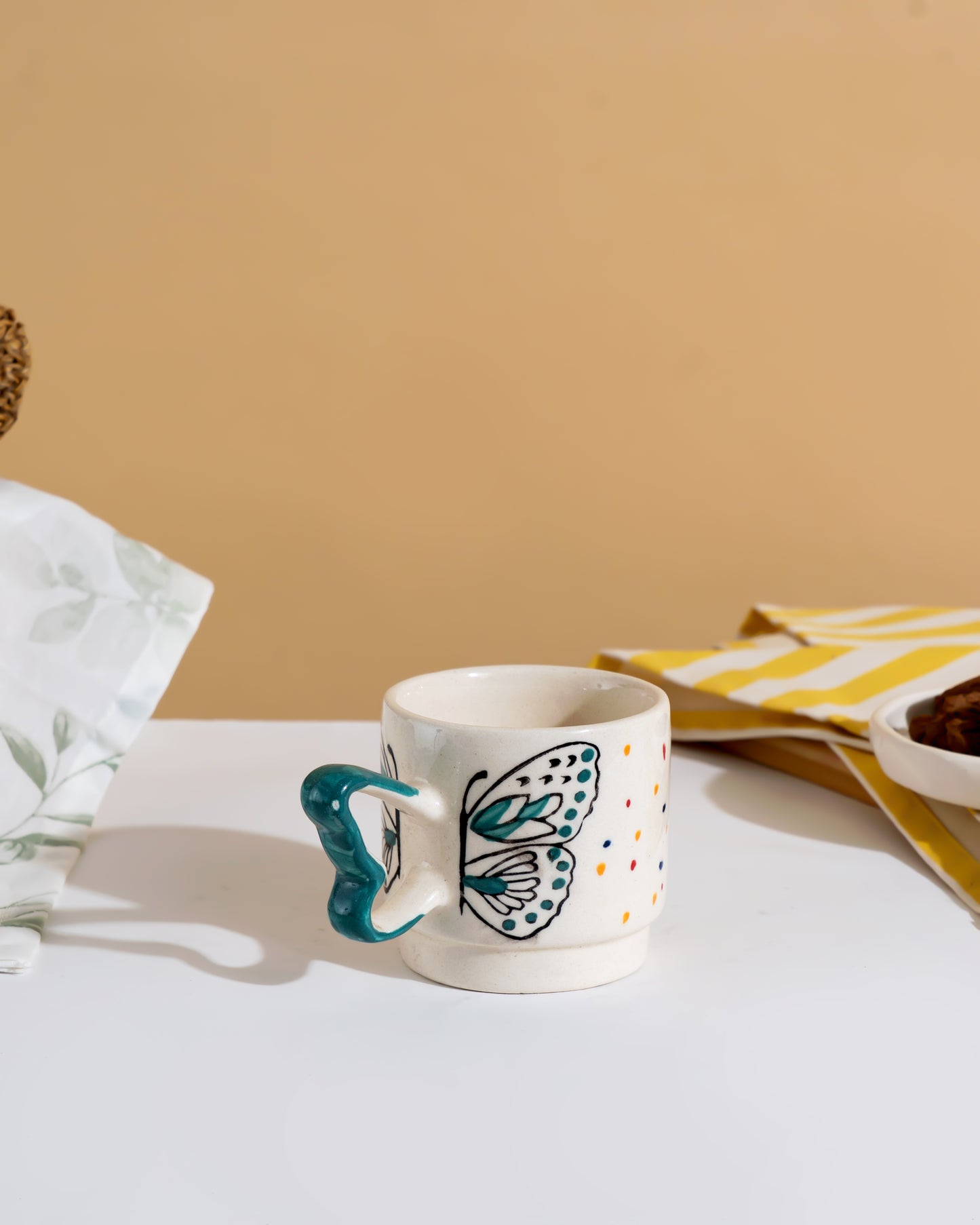 Butterfly Handle Ceramic Mug – Set of 2 - RVMUG46