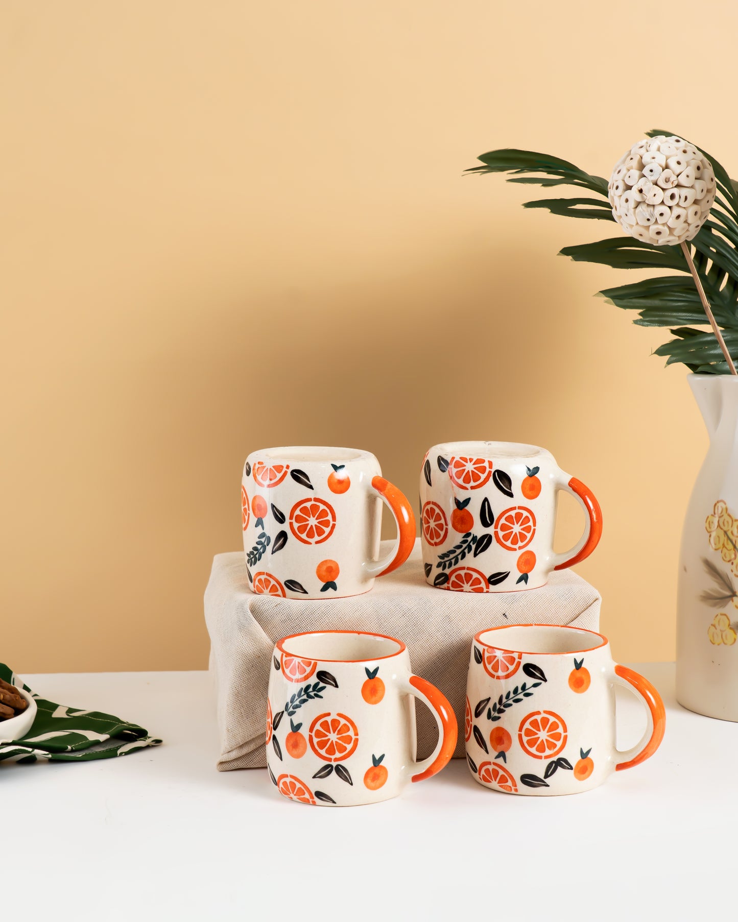 Hand-Painted Citrus Ceramic Mug (Set of 6) - RVMUG32
