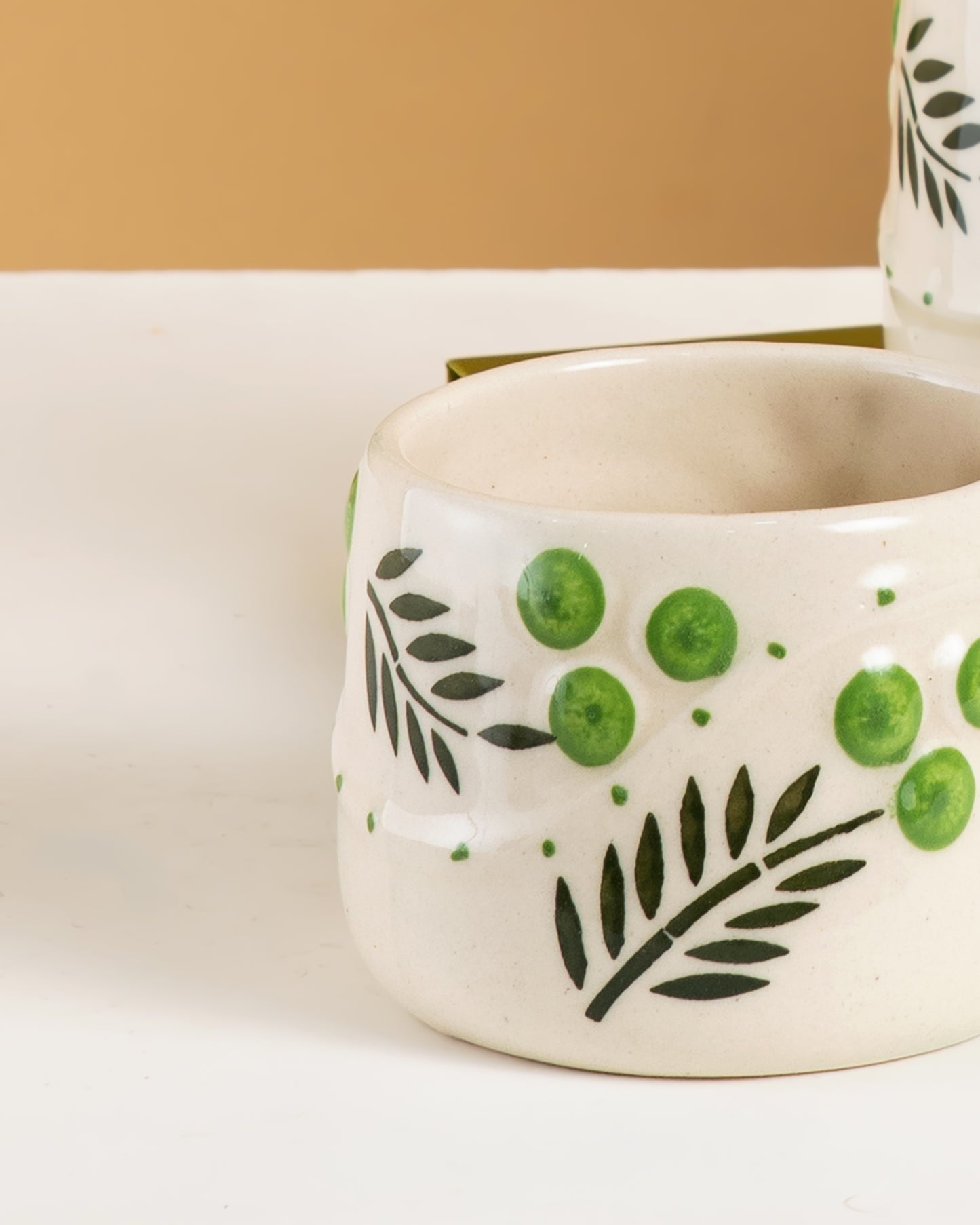 Hand-Painted Botanical Ceramic Cups (Set of 4) - RVCUP14