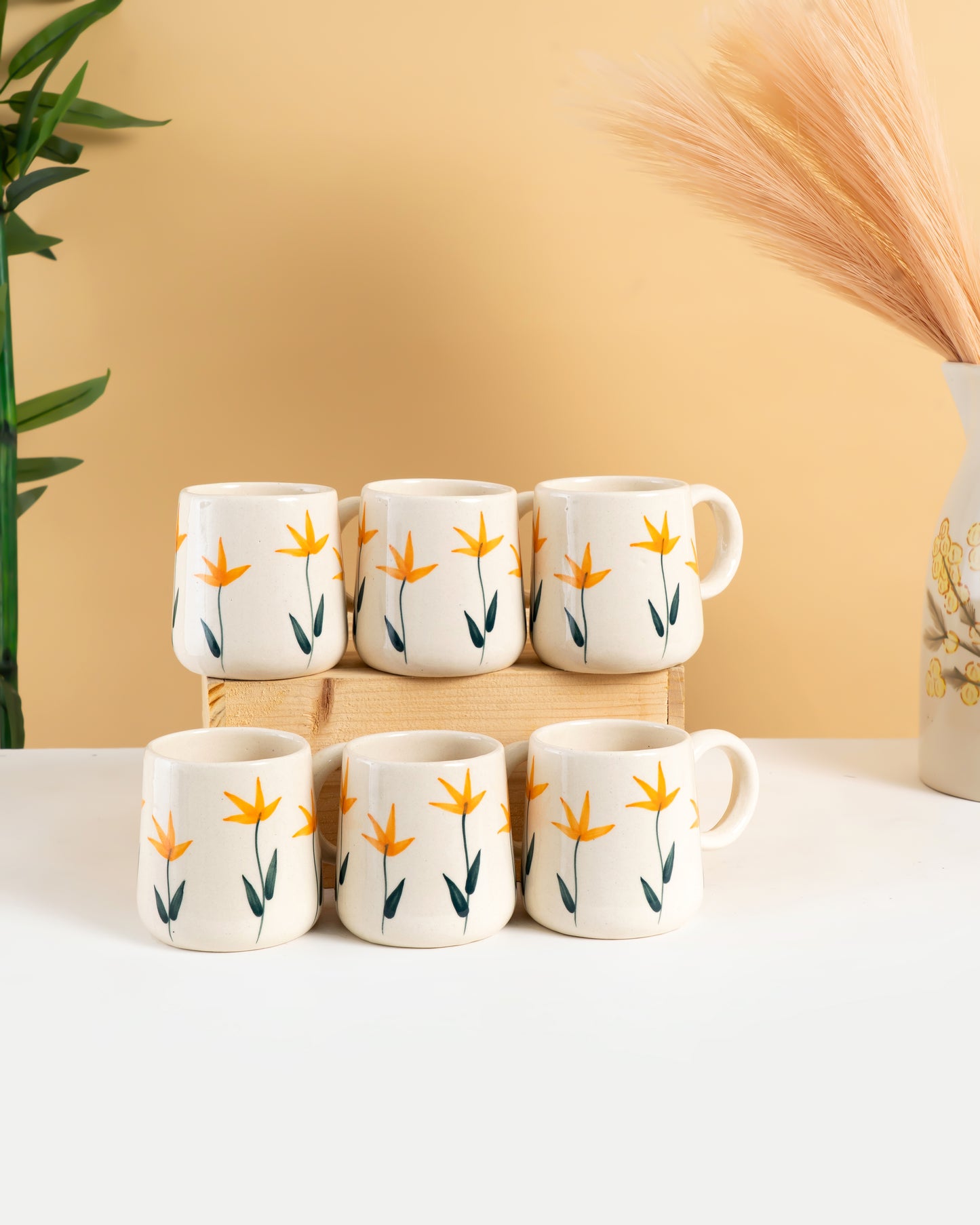 Floral Bloom Ceramic Mug Set of 6 - RVMUG35