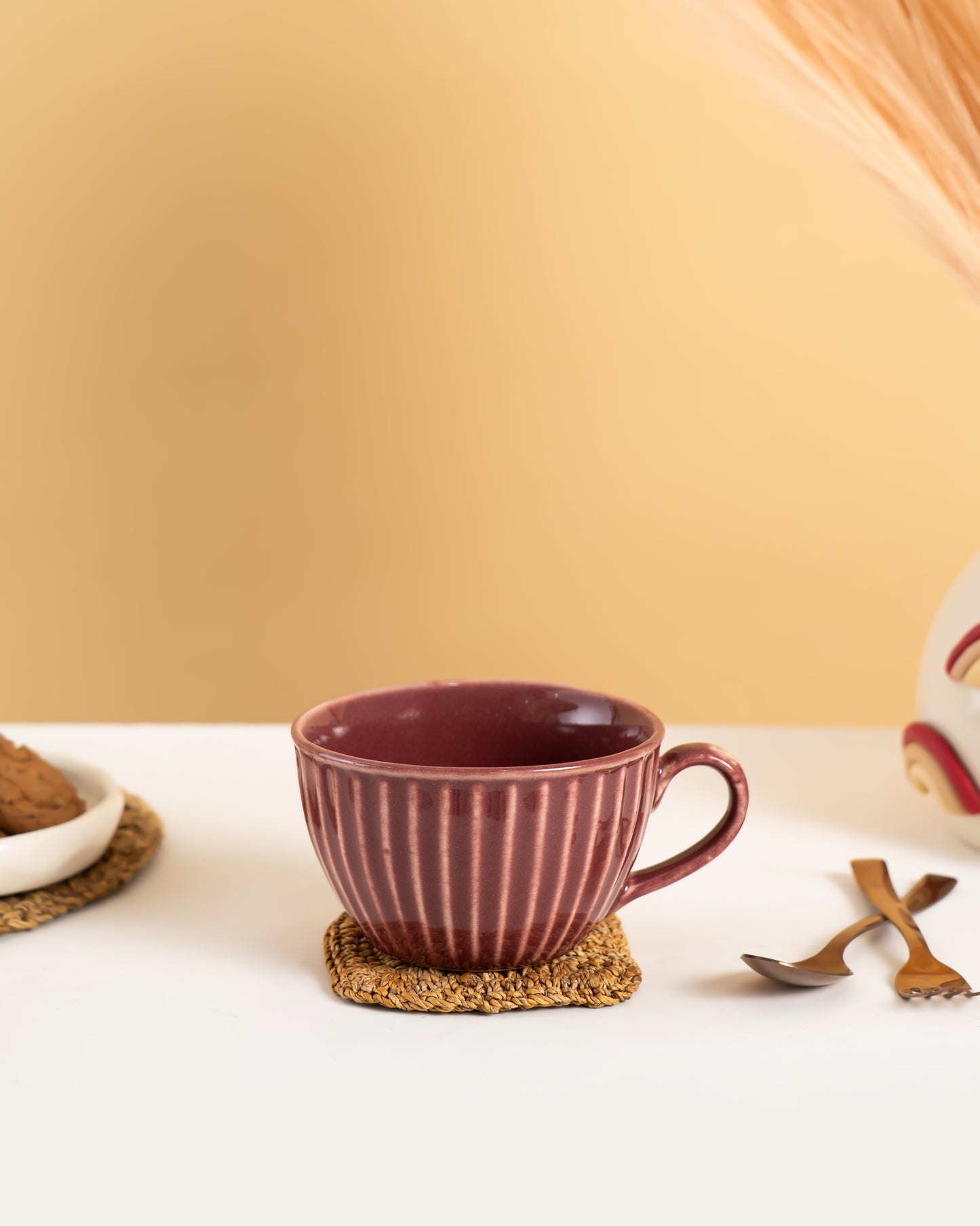 Ribbed Ceramic Coffee Mug – Warm Blush - RVMUG16