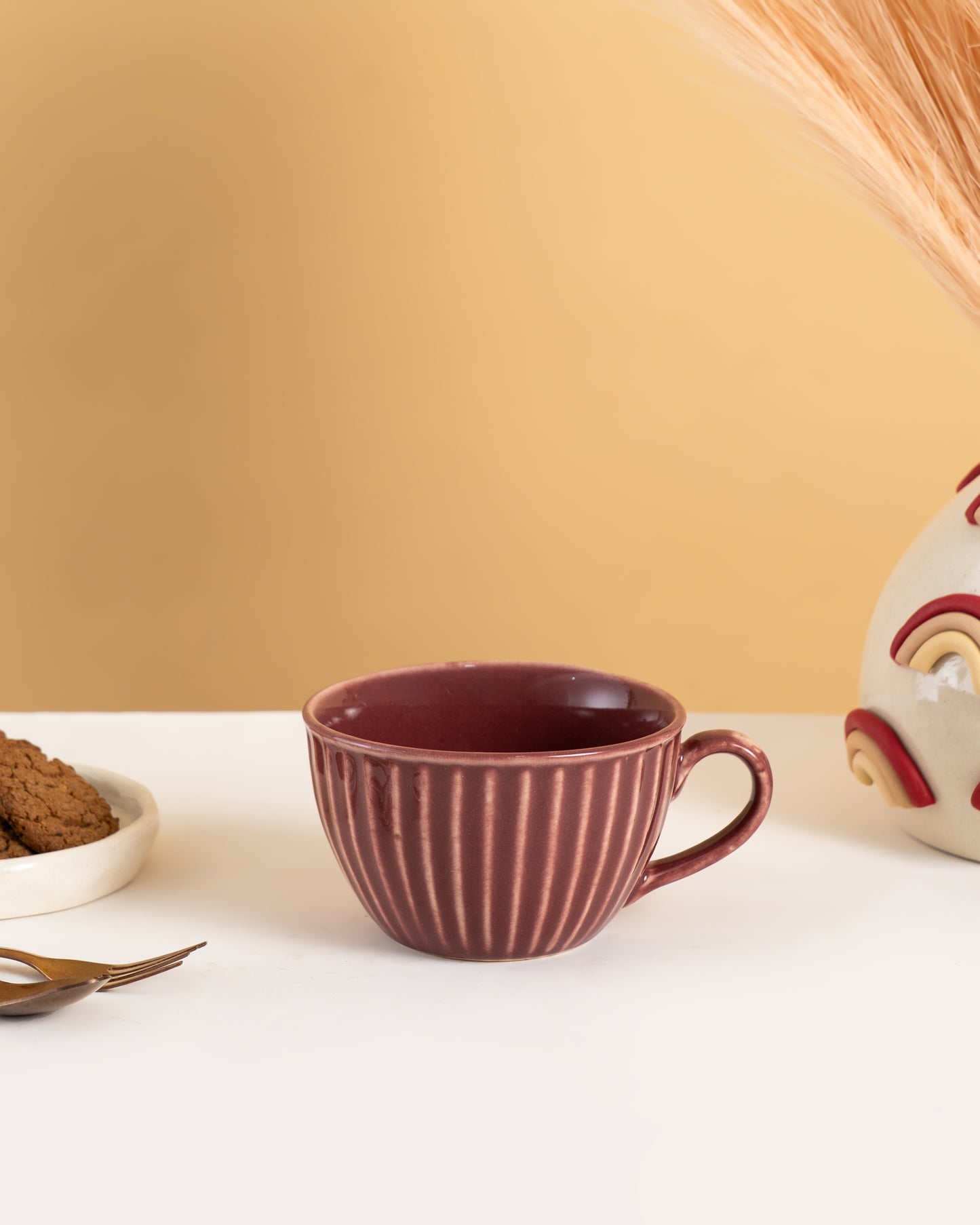 Ribbed Ceramic Coffee Mug – Warm Blush - RVMUG16