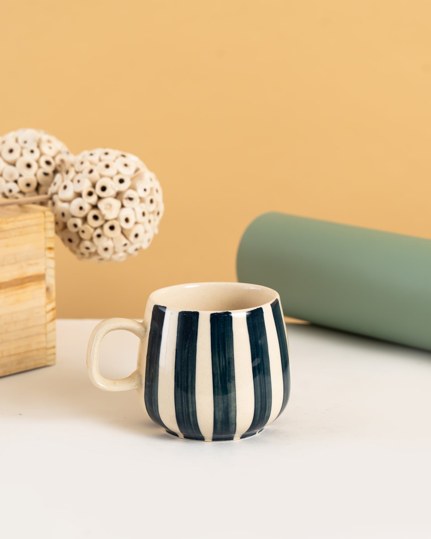 Hand-Painted Striped Ceramic Mug - RVMUG18