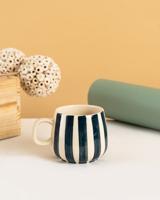 Hand-Painted Striped Ceramic Mug - RVMUG18