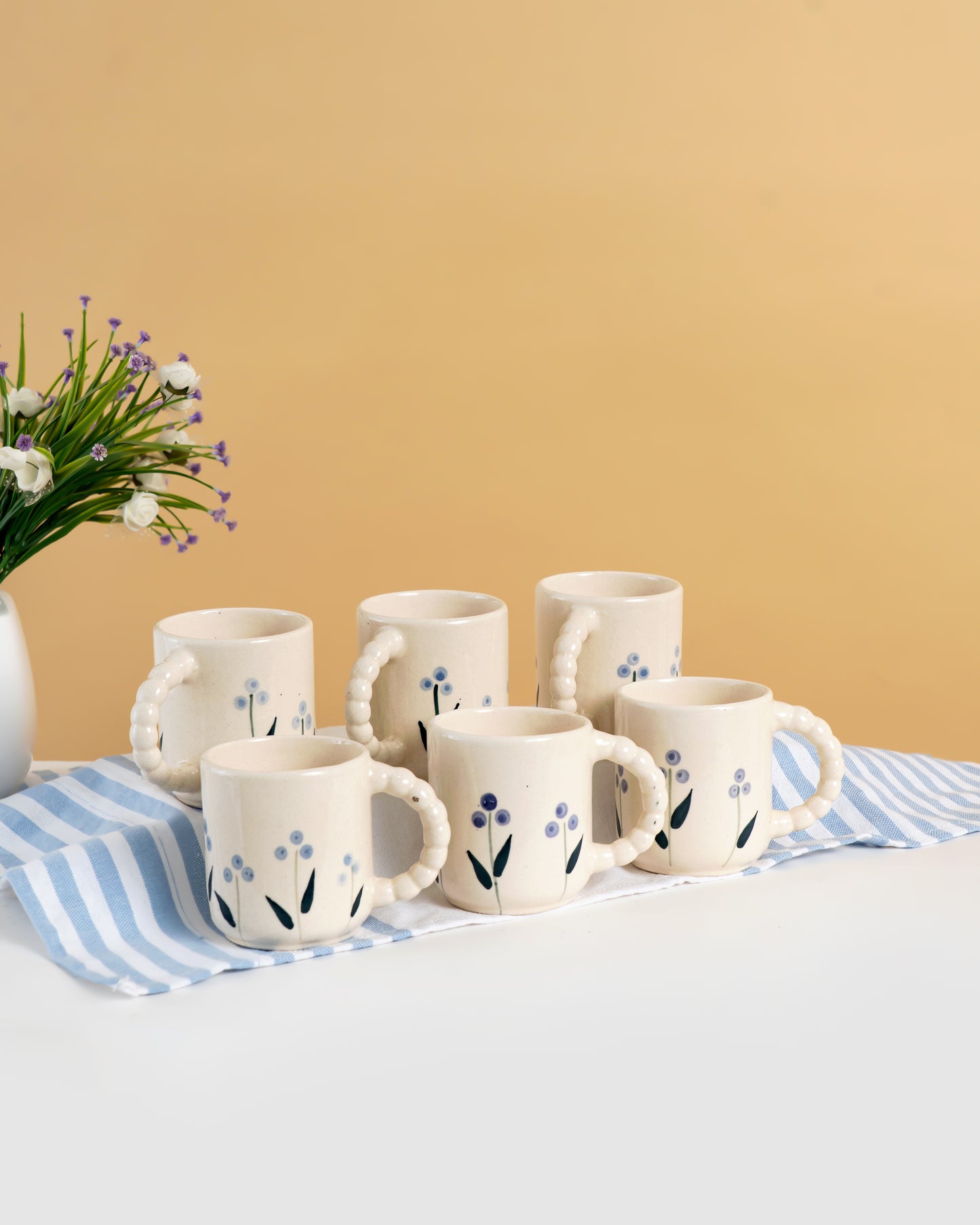 Blue Blossom Ceramic Mug Set 6 - RVMUG45
