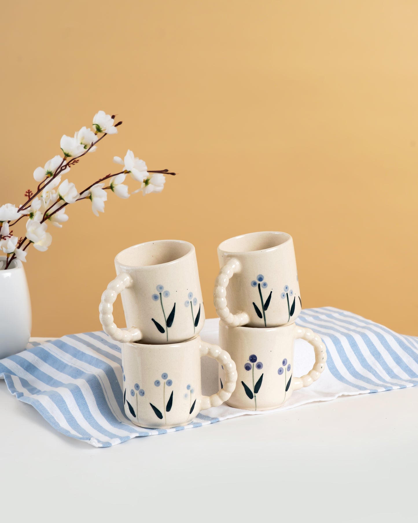 Blue Blossom Ceramic Mug Set 6 - RVMUG45