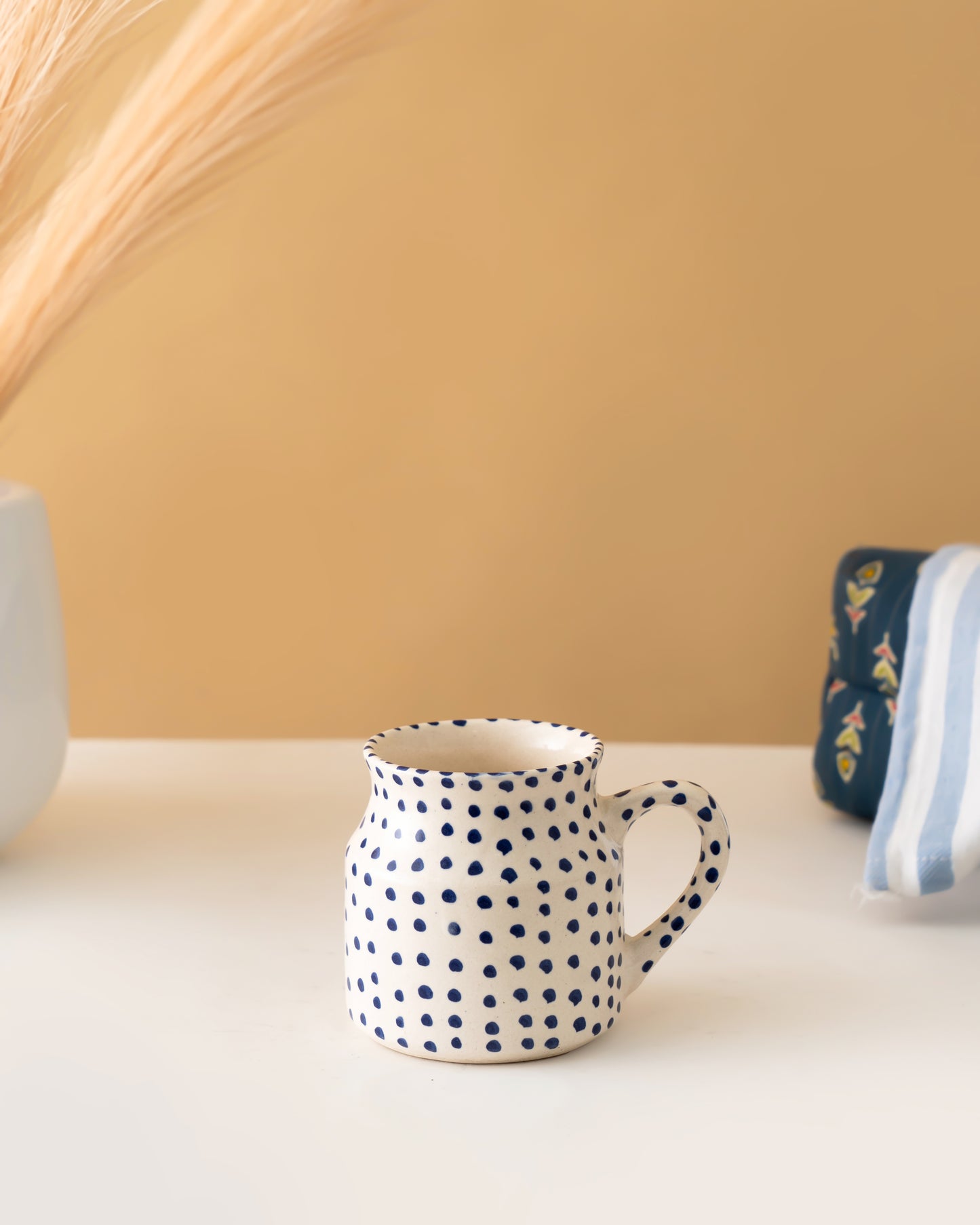 Blue Polka Dot Ceramic Mug - RVMUG47