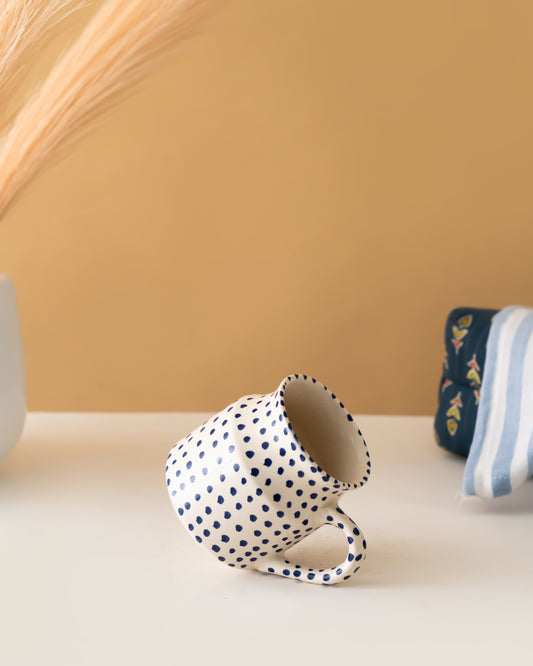 Blue Polka Dot Ceramic Mug - RVMUG47