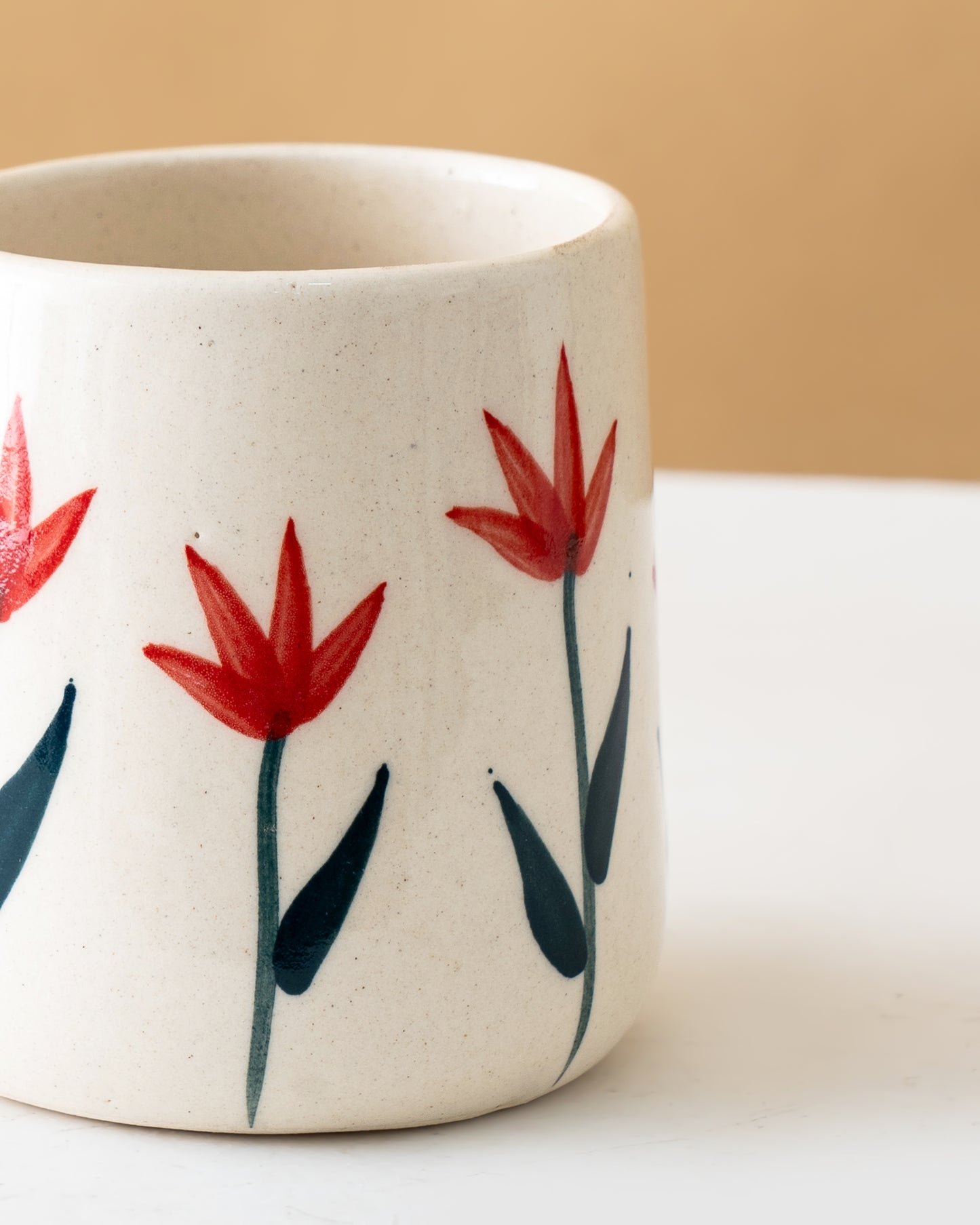 Red Bloom Ceramic Mugs Set of 2 - RVMUG34