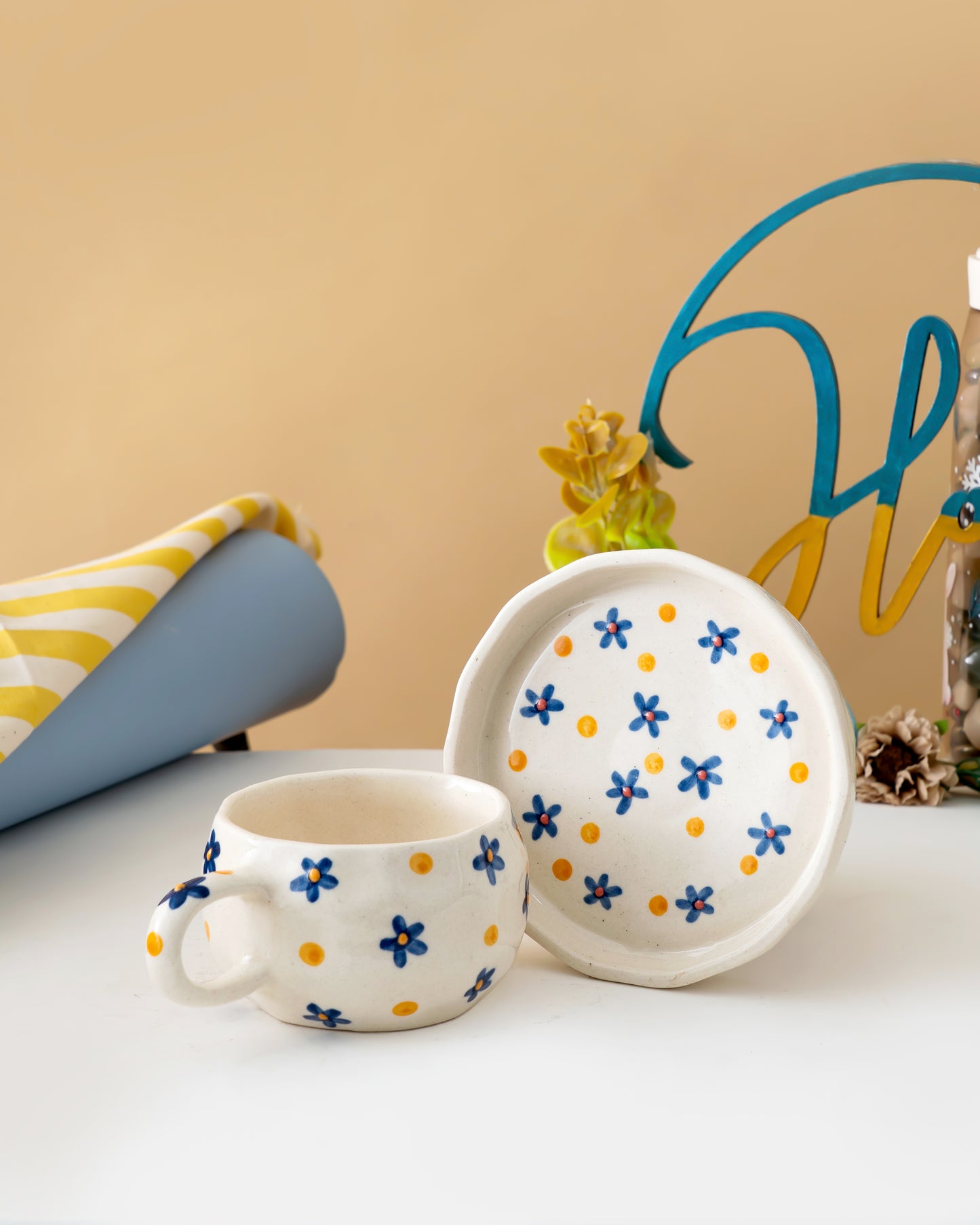 Hand-Painted Floral Cup & Saucer Set - RVCUPSAU6