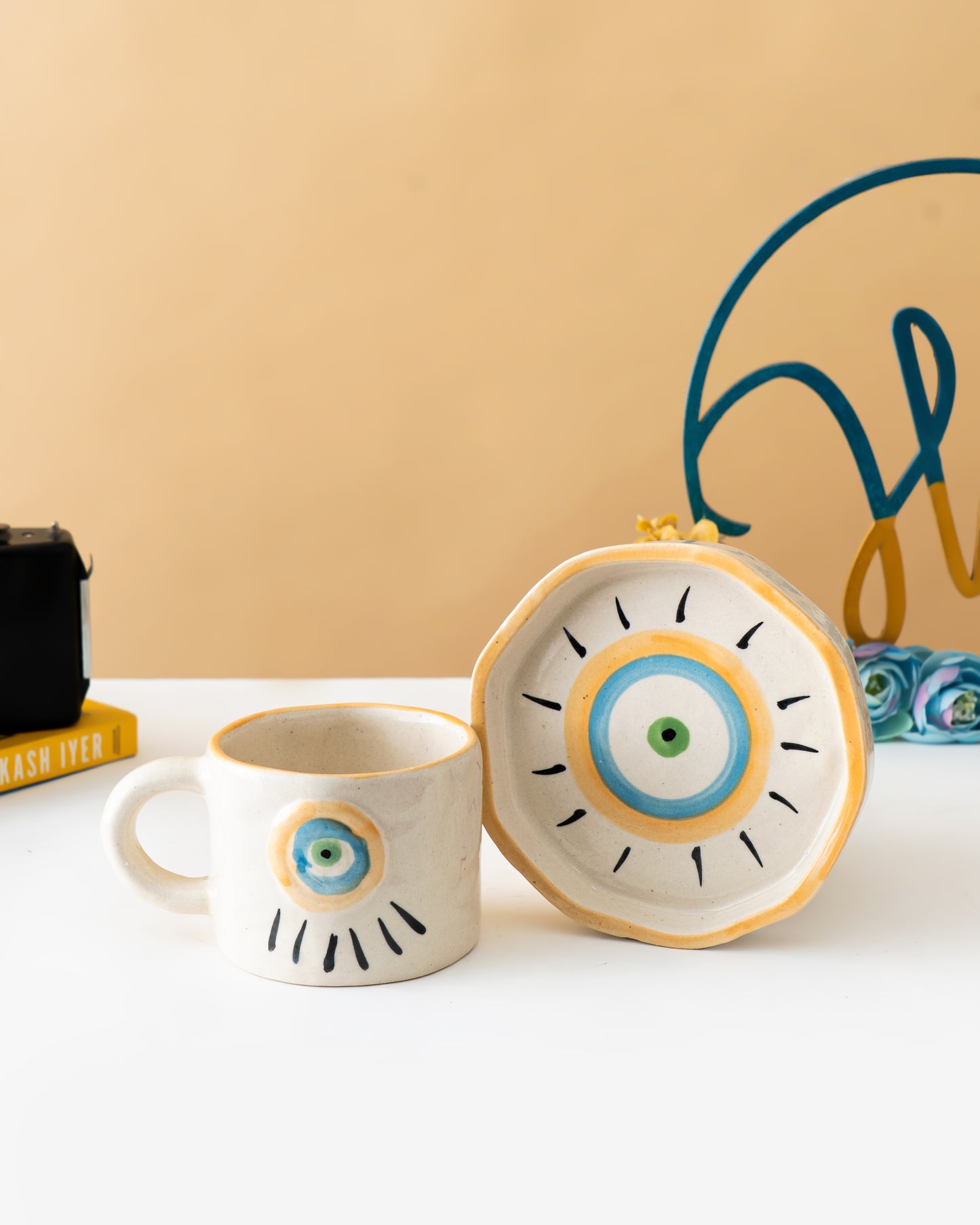 Evil Eye Ceramic Cup & Plate Set - RVCUPSAU3