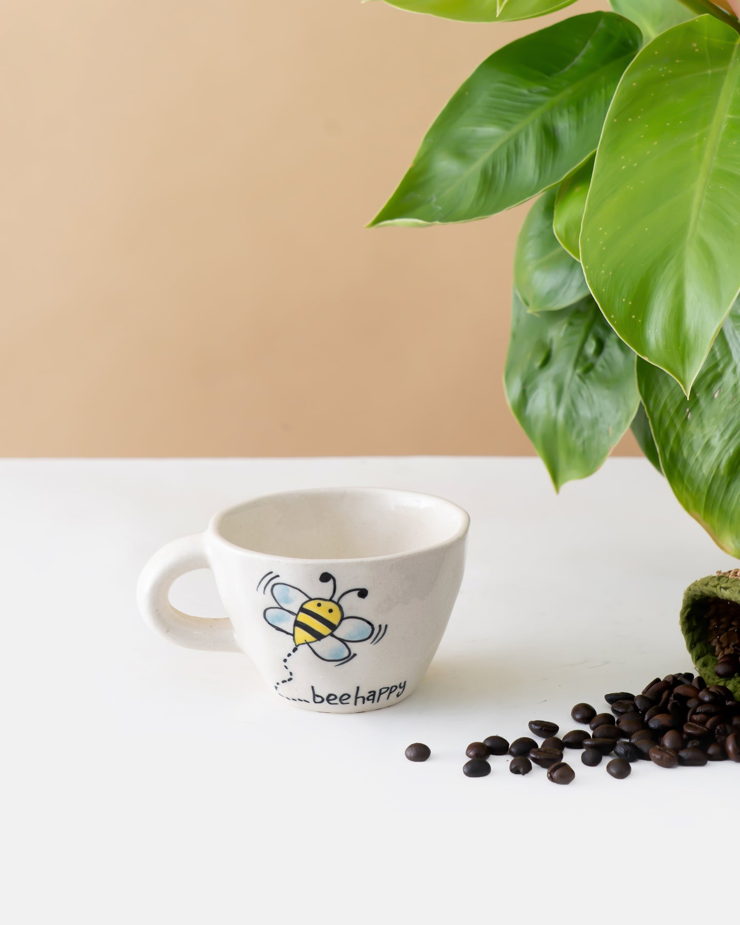 Bee Happy Ceramic Cup & Plate Set - RVCUPSAU8