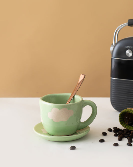 Cloud Green Ceramic Cup & Plate Set - RVCUPSAU5