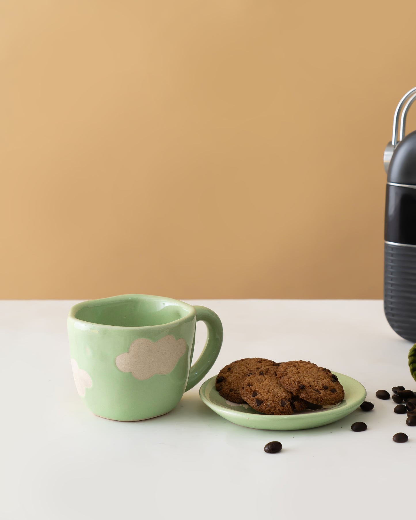 Cloud Green Ceramic Cup & Plate Set - RVCUPSAU5