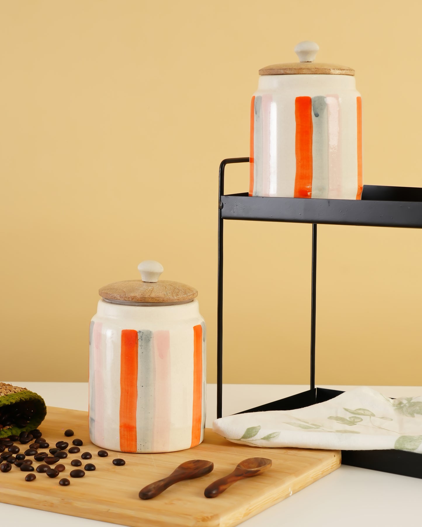Hand-Painted Ceramic Storage Jar – Stripe Design - RVJAR20