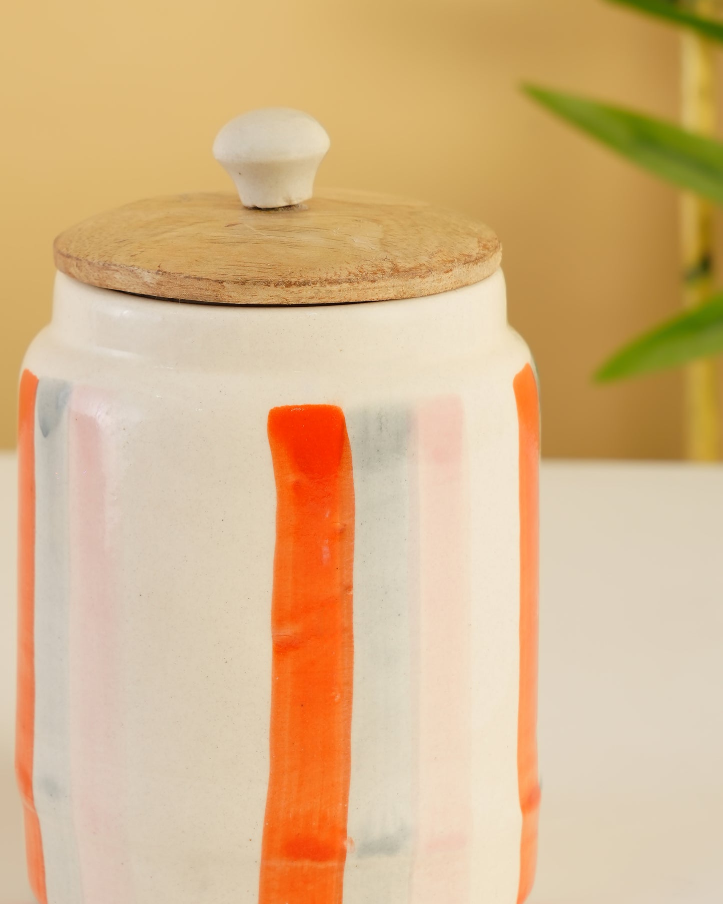Hand-Painted Ceramic Storage Jar – Stripe Design - RVJAR20