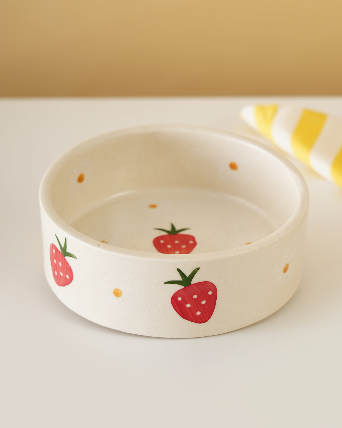 Strawberry Print Ceramic Bowl – Cute Dessert & Snack Serving Bowl - RVBWL01