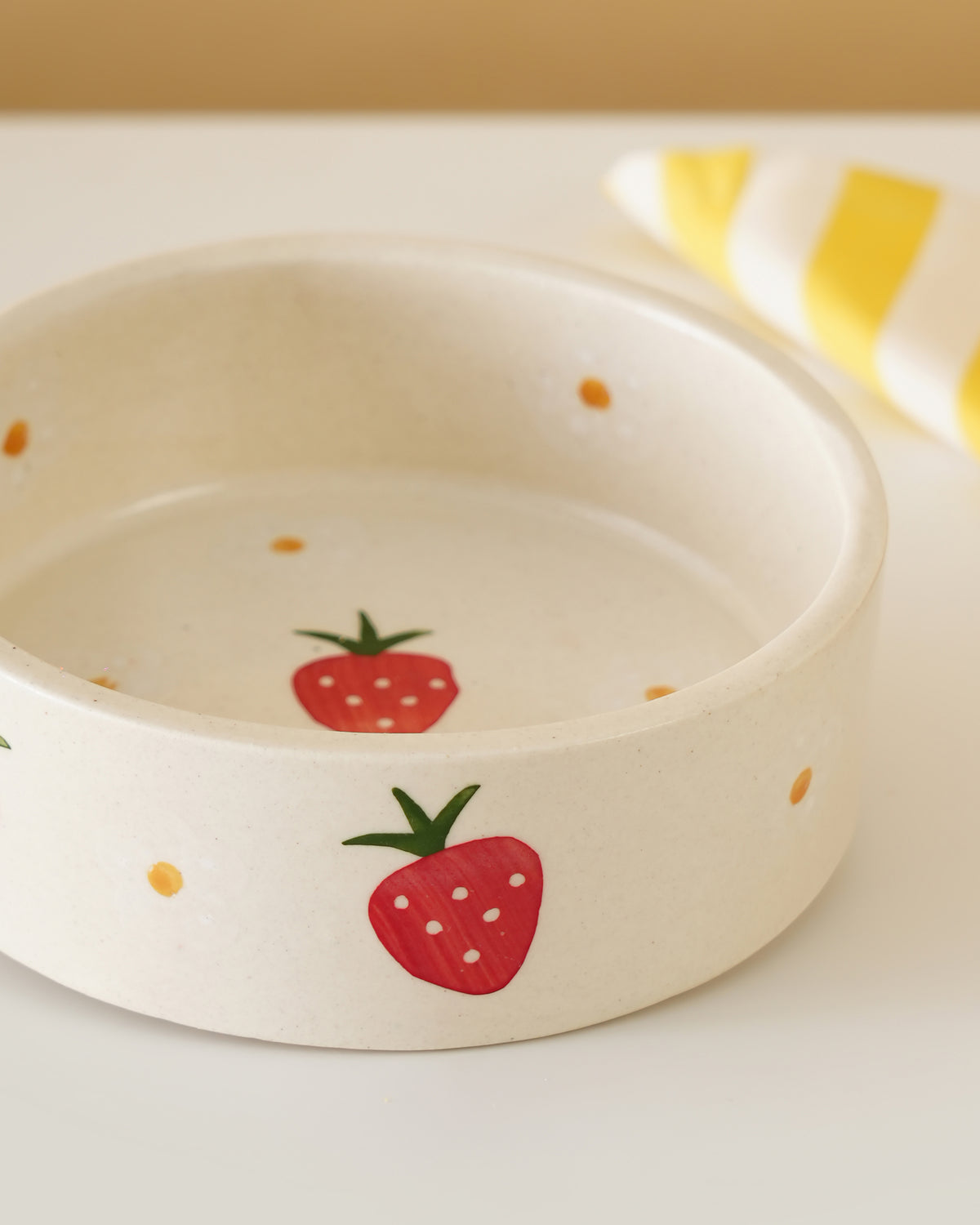 Strawberry Print Ceramic Bowl – Cute Dessert & Snack Serving Bowl - RVBWL01