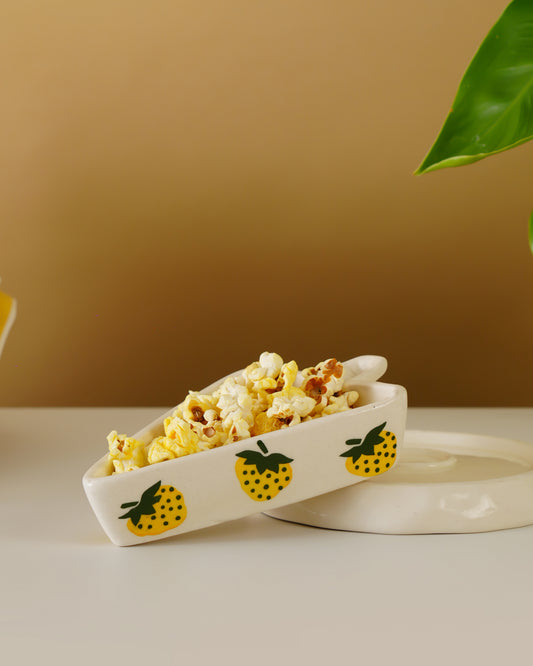 Strawberry Print Cute Serving Bowl for Snacks & Desserts - RVBWL04