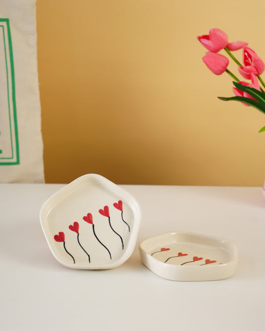 Little Hearts Handcrafted Ceramic Dish ( Set of 2 ) - RVPLT10