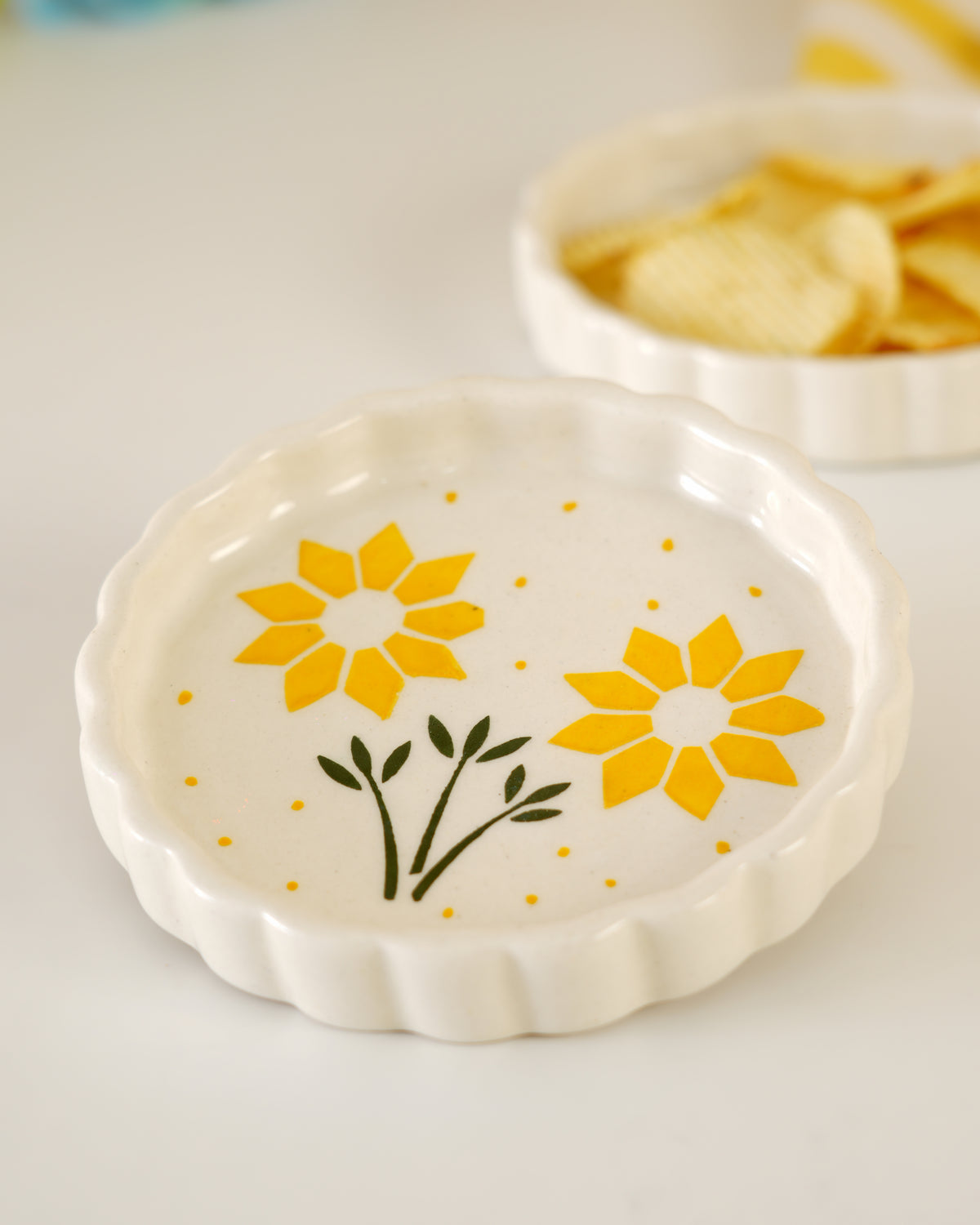 Sunshine Bloom Handcrafted Ceramic Dish ( Set of 2 ) - RVPLT07