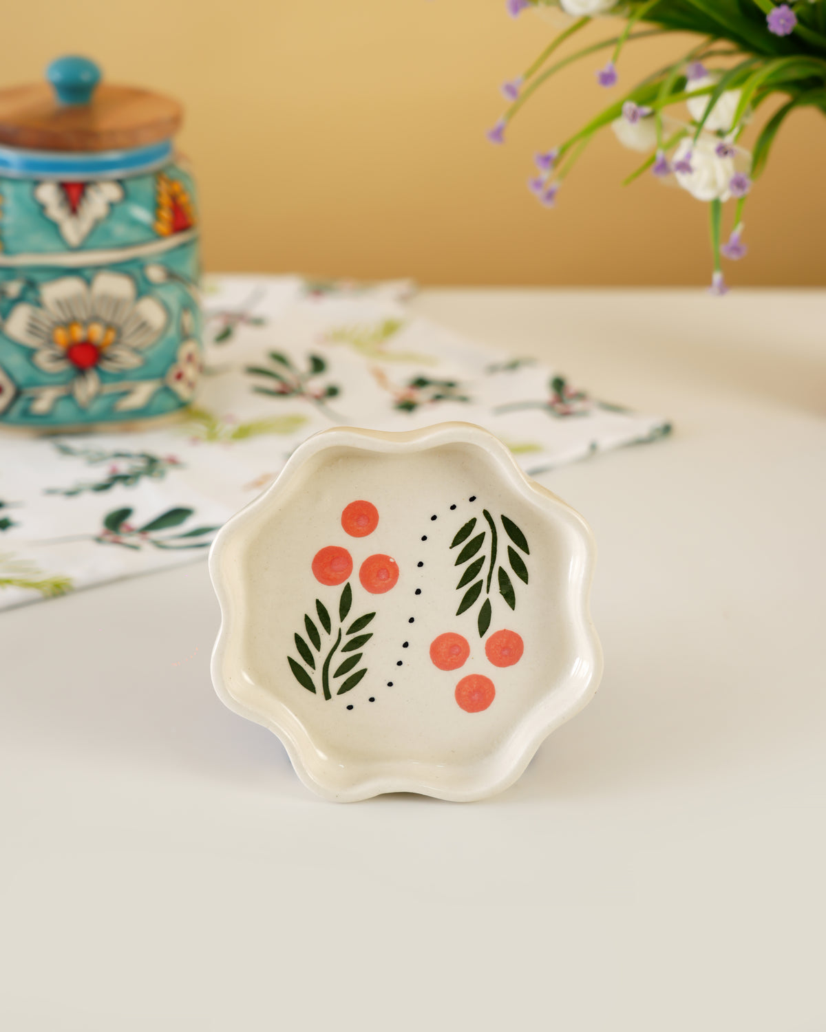 Hand-Painted Scalloped Ceramic Plate - RVPLT08