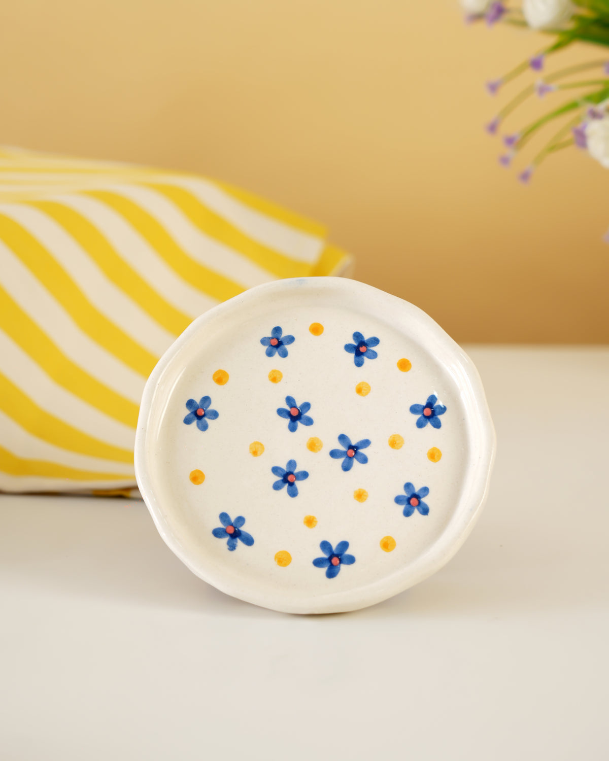 Hand-Painted Floral Ceramic Plate - RVPLT41