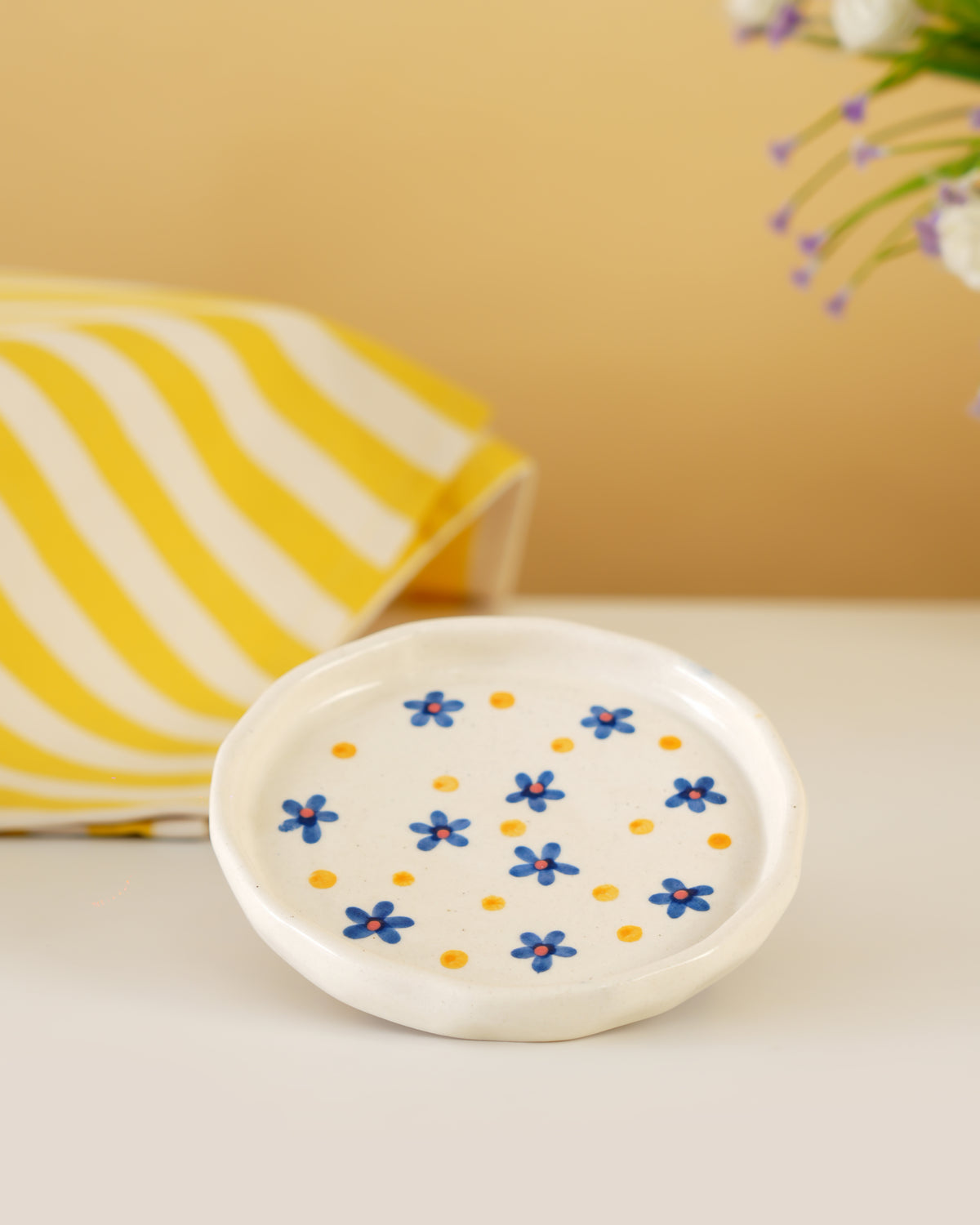 Hand-Painted Floral Ceramic Plate - RVPLT41