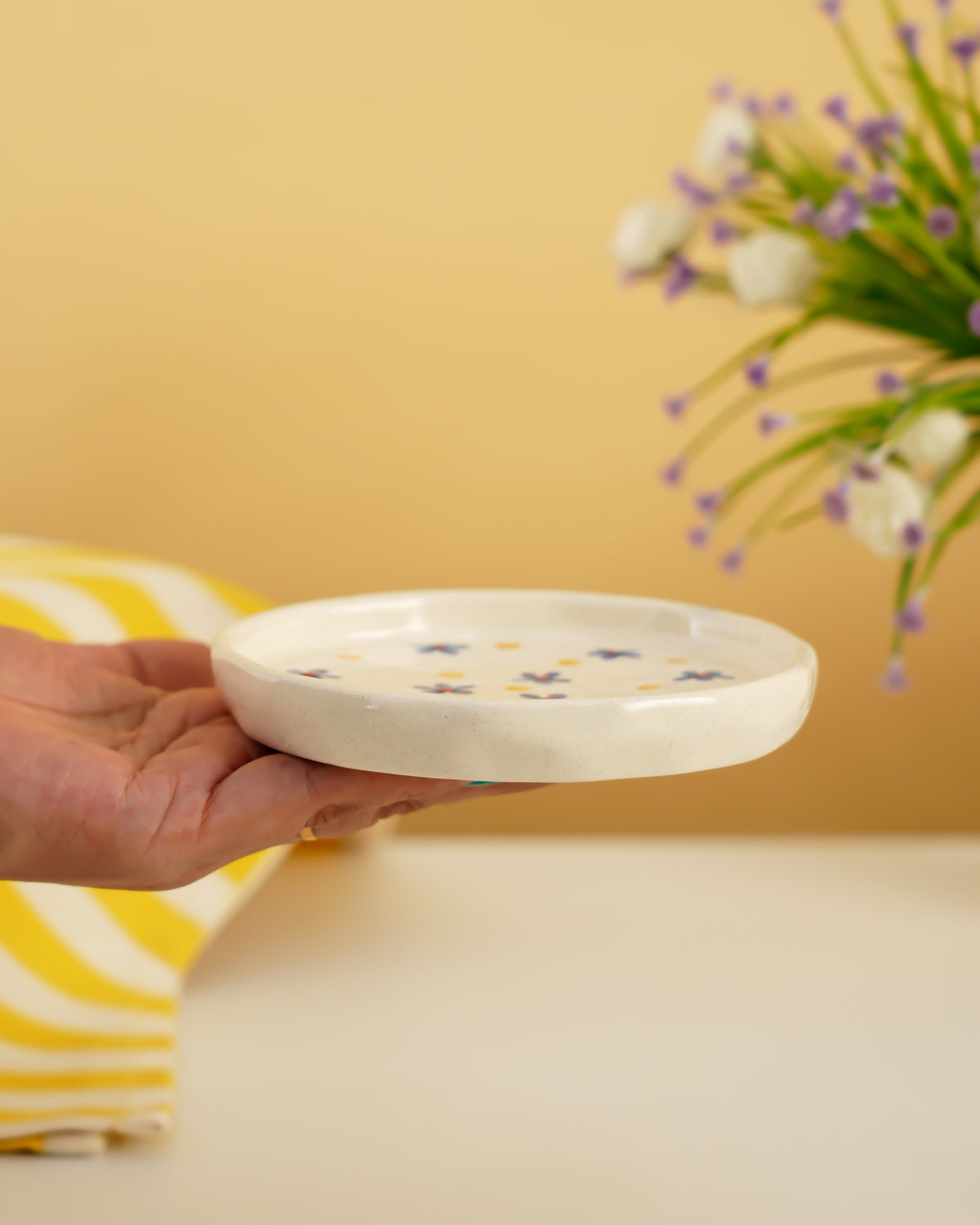 Hand-Painted Floral Ceramic Plate - RVPLT41