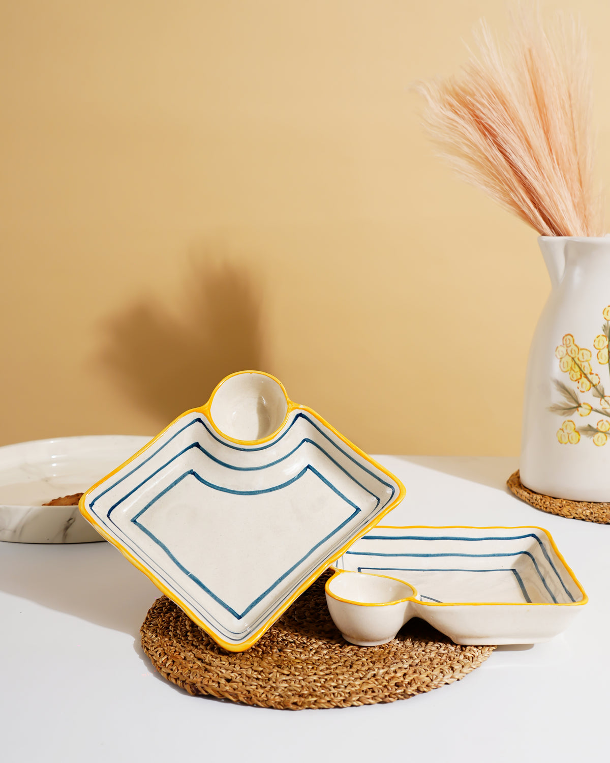 Sunny Edge Handcrafted Ceramic Snack Tray (Set of 2) - RVPLT33