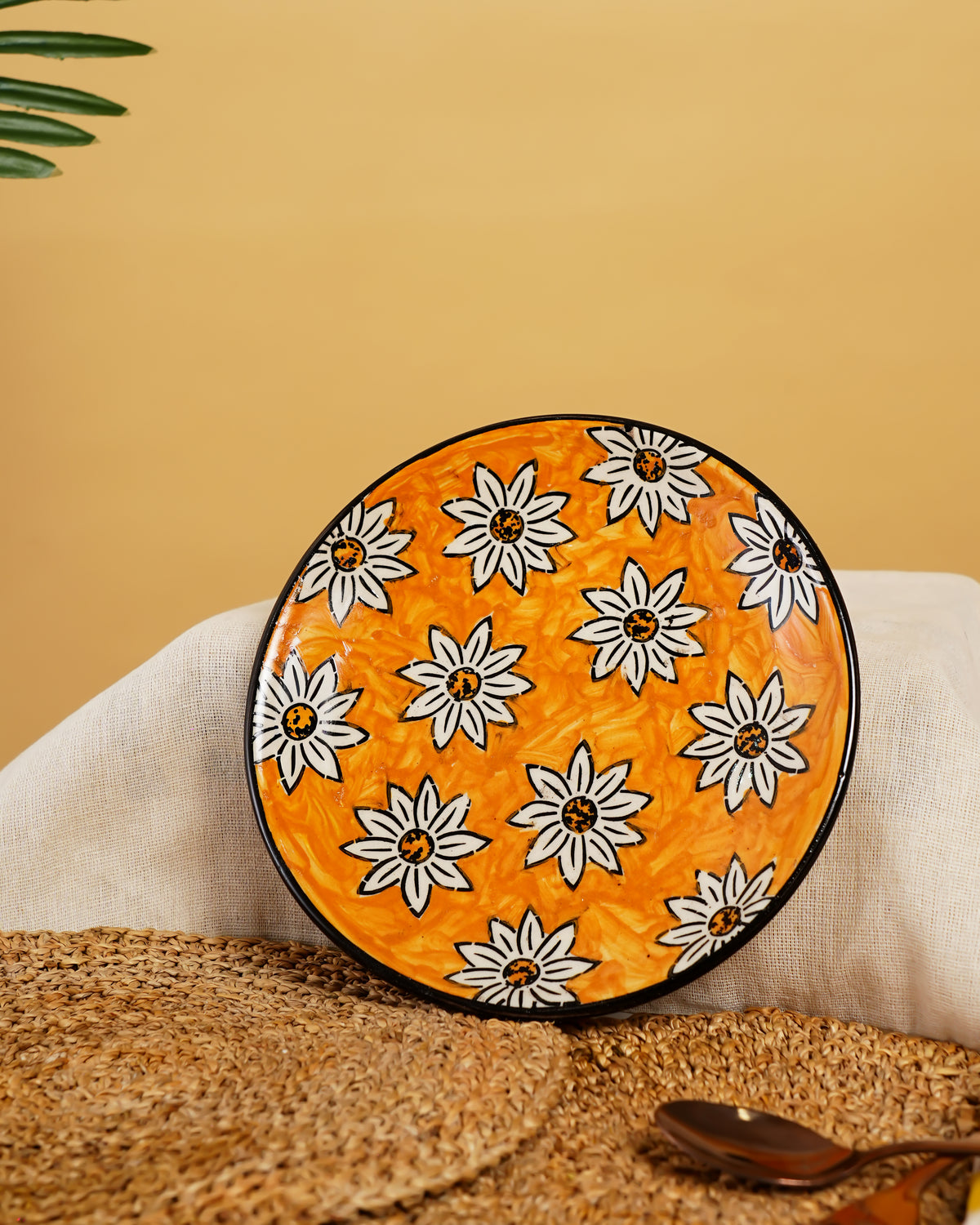 Sunflower Bloom Handcrafted Ceramic Plate (Set of 2) - RVPLT28