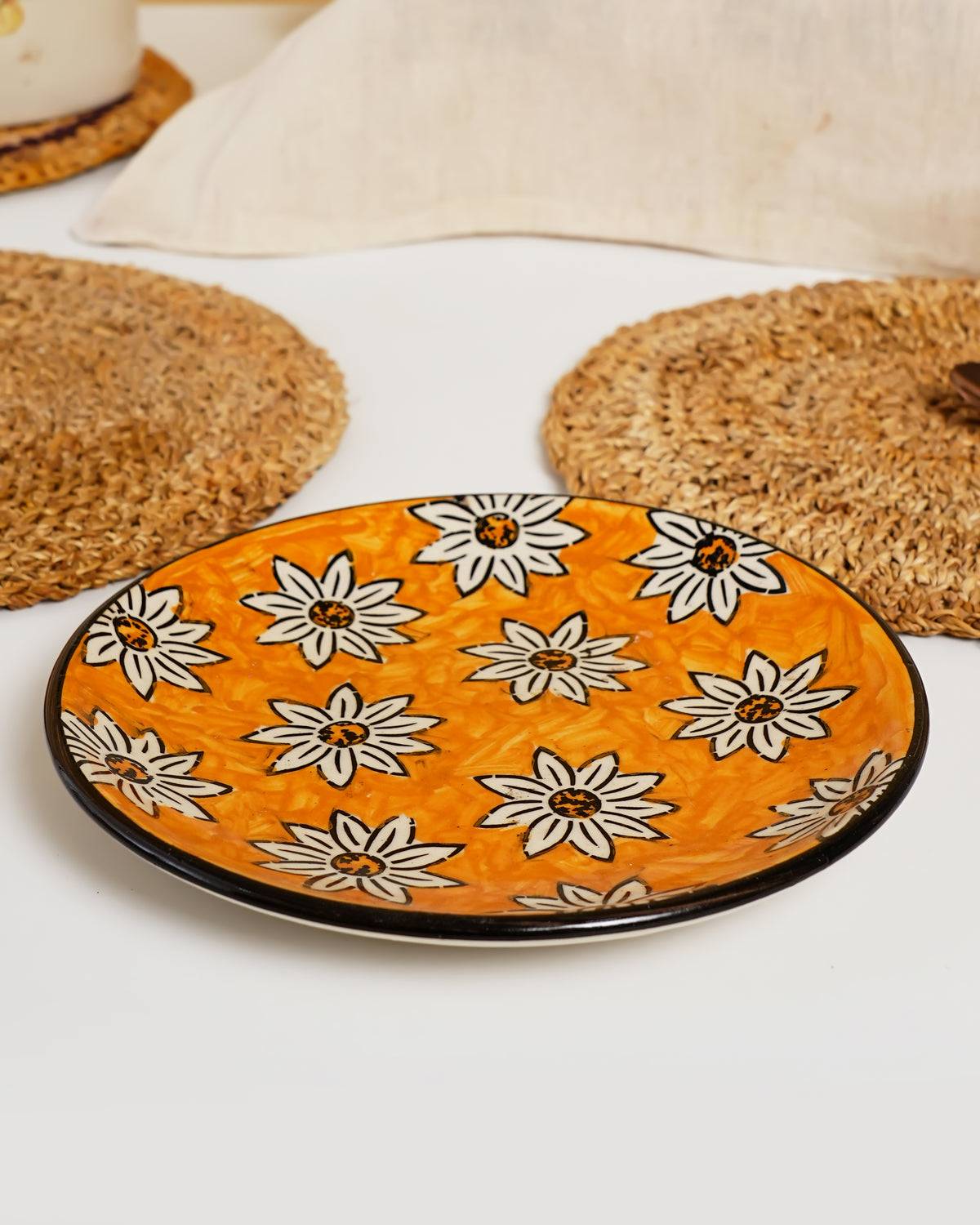 Sunflower Bloom Handcrafted Ceramic Plate (Set of 2) - RVPLT28