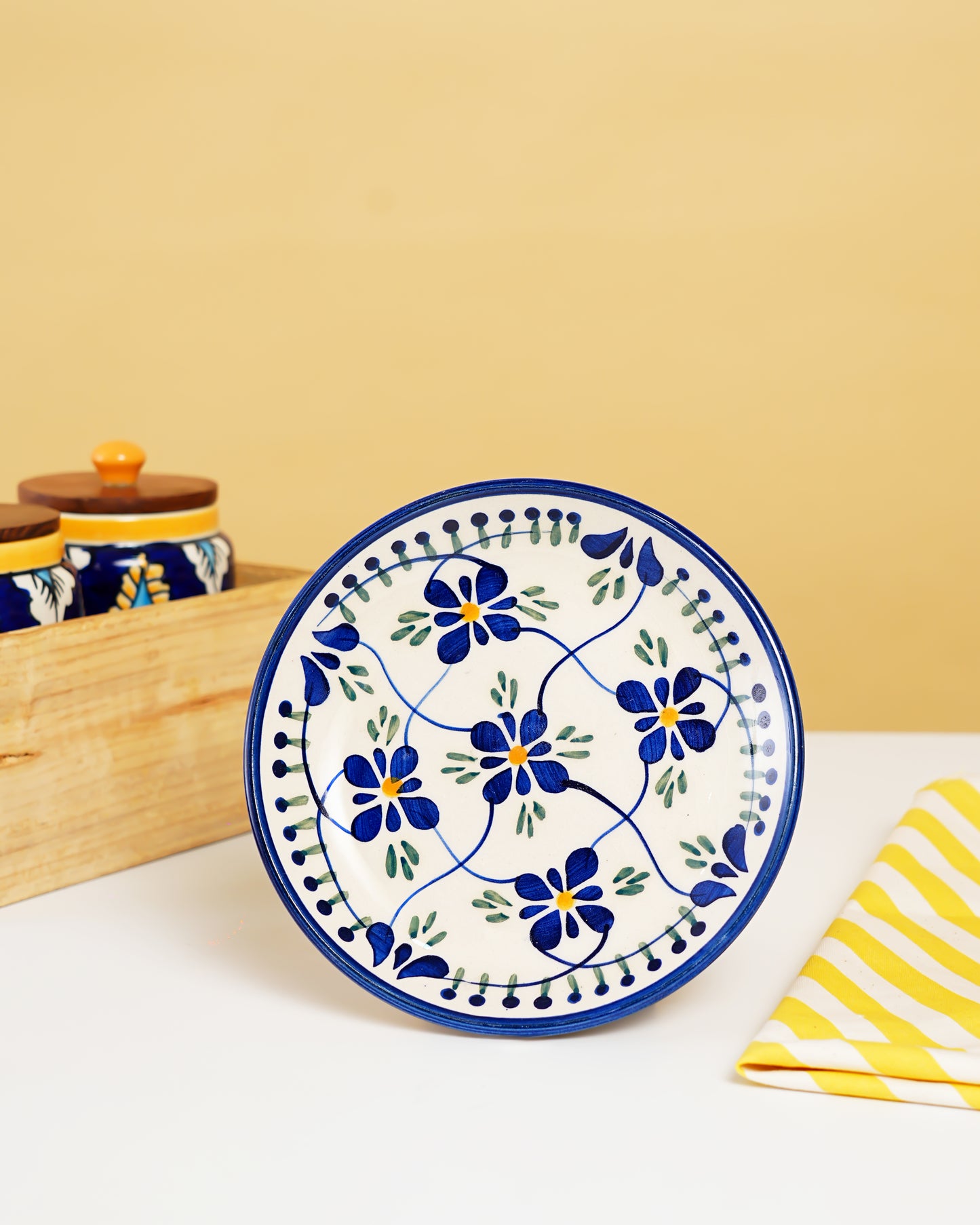 Azure Vine Handcrafted Ceramic Plate - RVPLT32