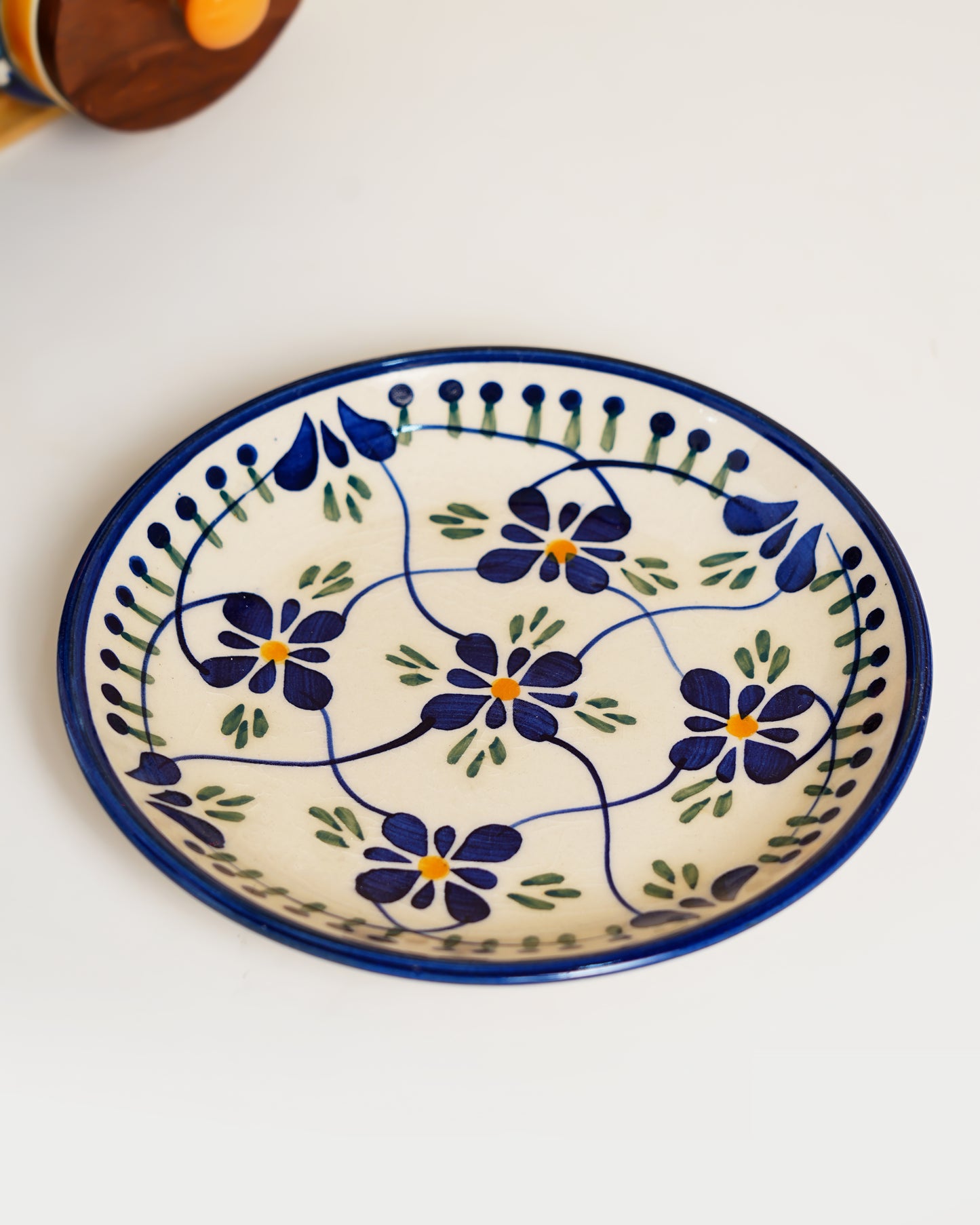 Azure Vine Handcrafted Ceramic Plate - RVPLT32